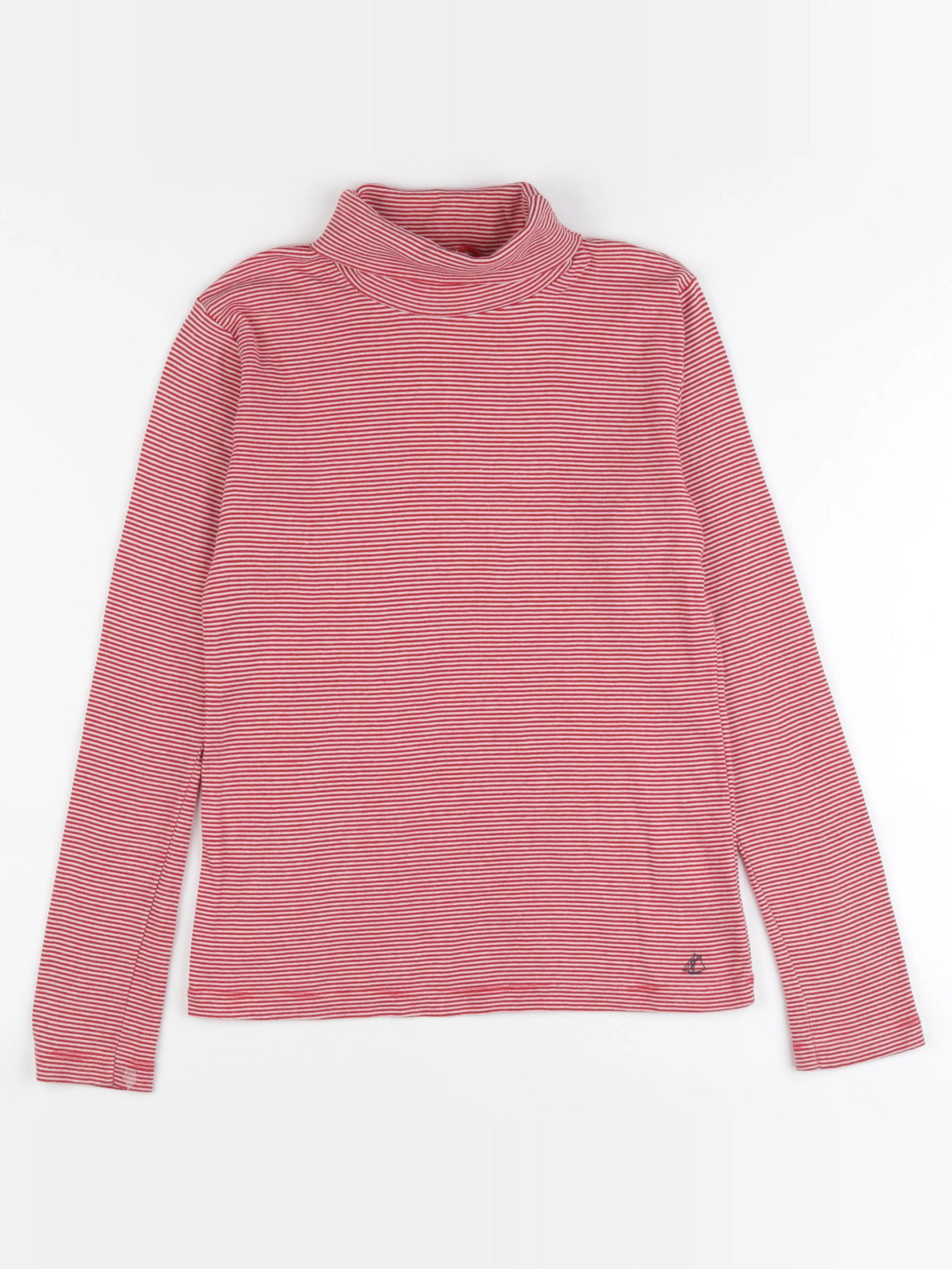 Petit Bateau - sous-pull rouge, blanc - 12 ans