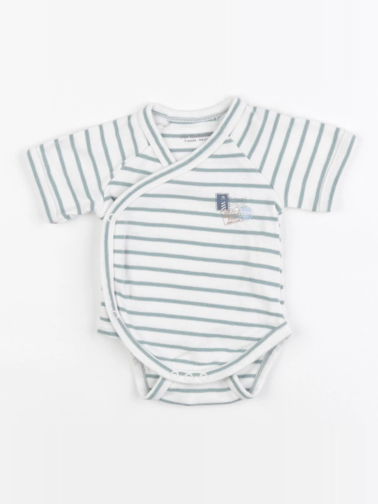 Vertbaudet - body blanc, vert - 1 mois