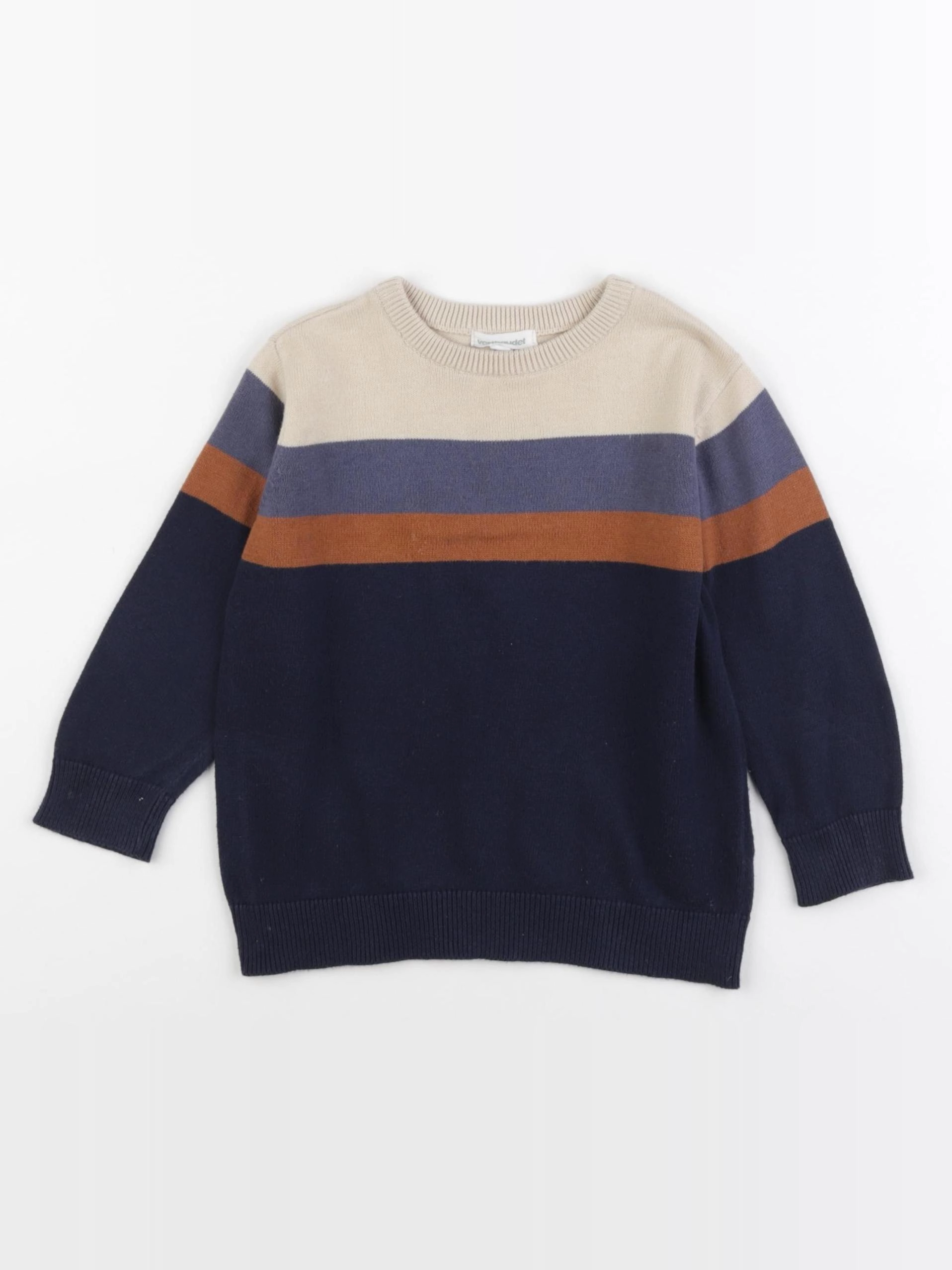 Vertbaudet - pull beige, bleu - 3 ans