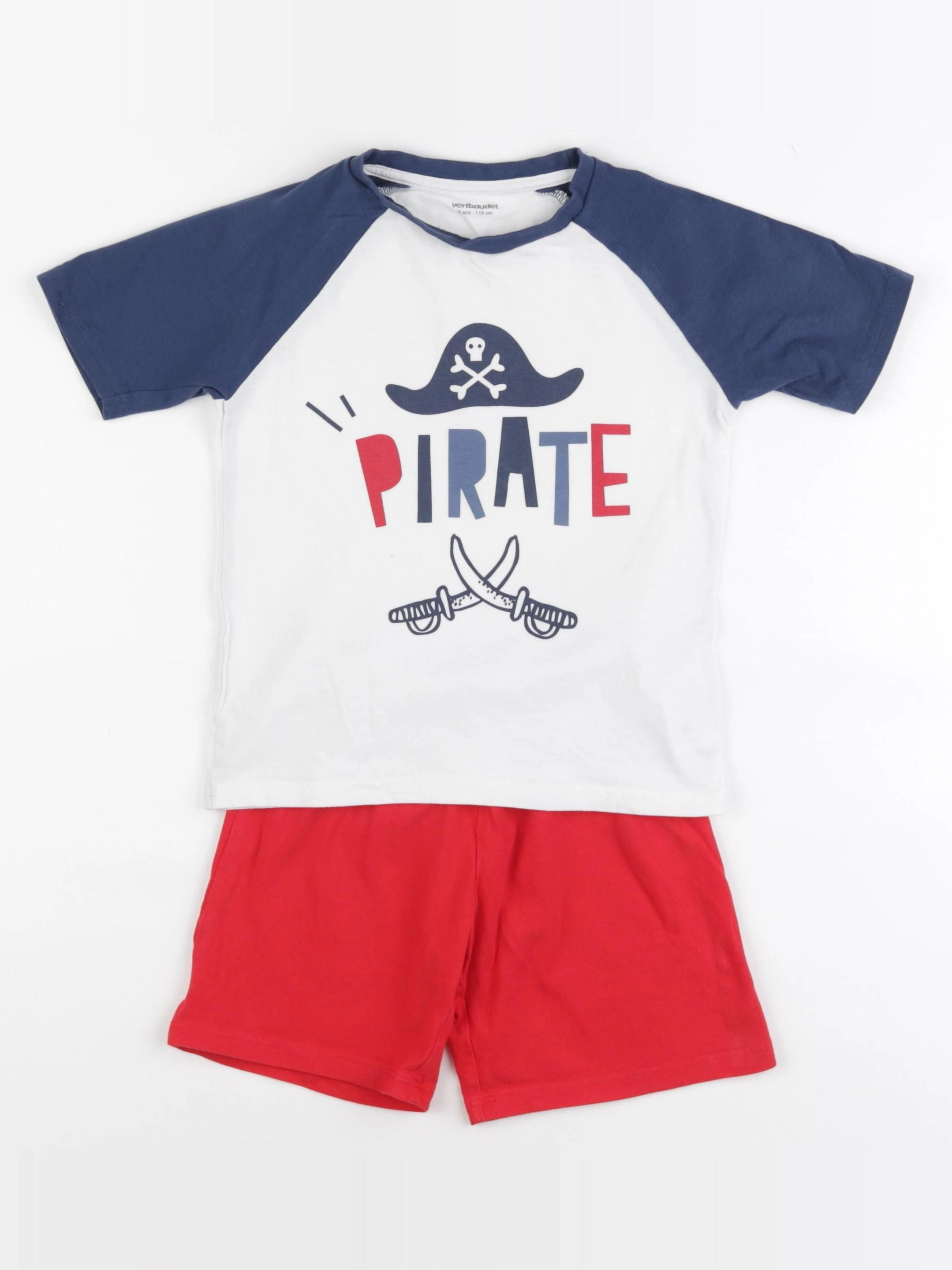 Vertbaudet - pyjama coton blanc, rouge - 6 ans