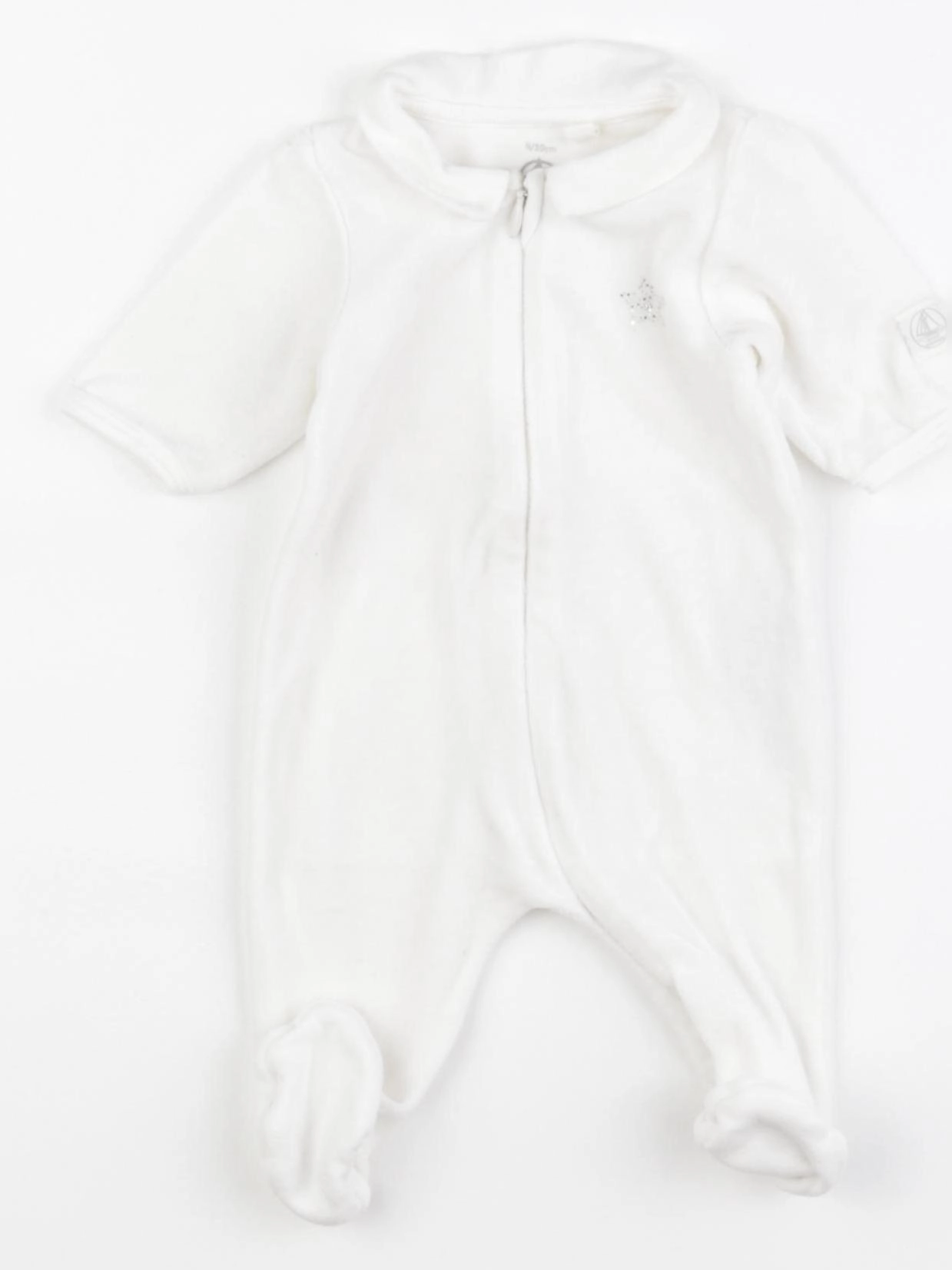 Zara - pyjama velours blanc - 0 mois