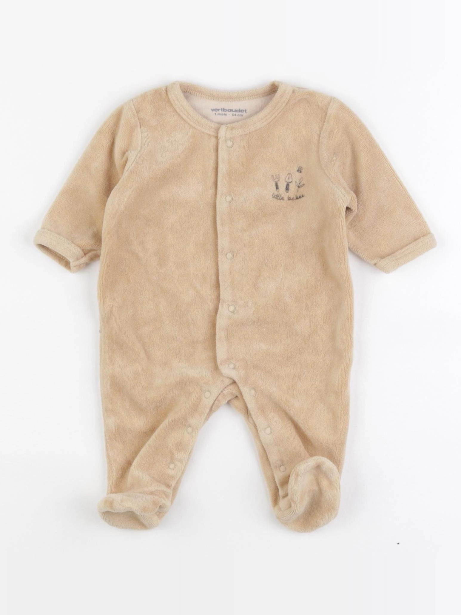 Vertbaudet - pyjama velours beige - 1 mois