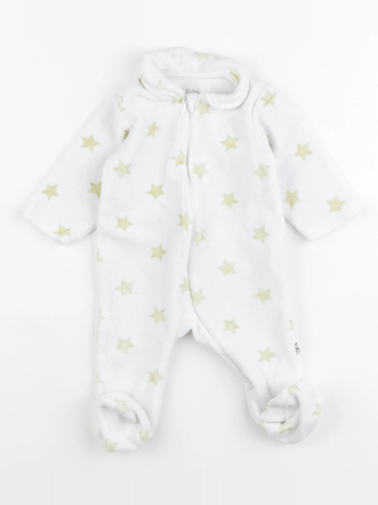 Cadet Rousselle - pyjama velours blanc - 1 mois