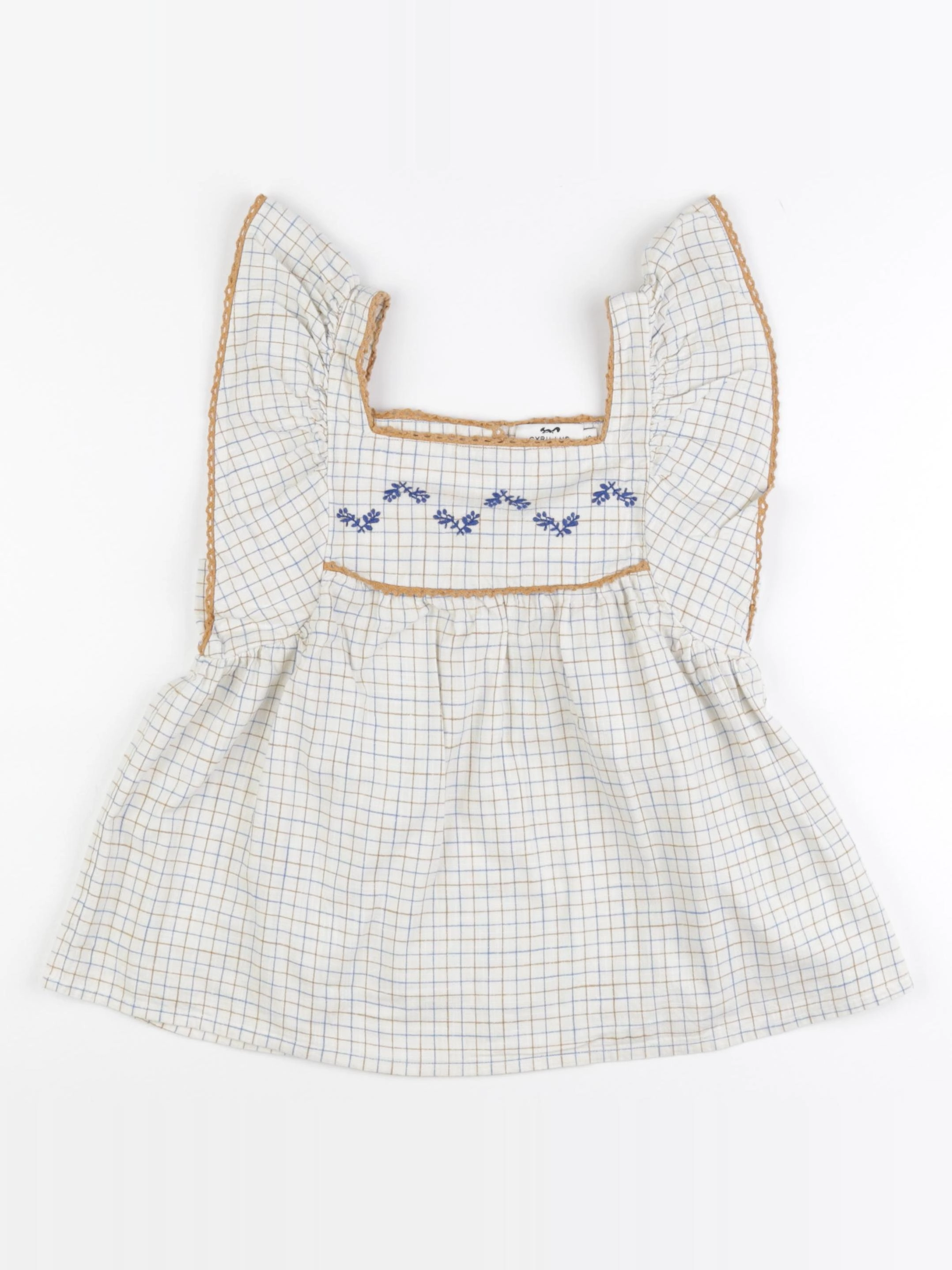 Cyrillus - blouse beige, bleu - 10 ans