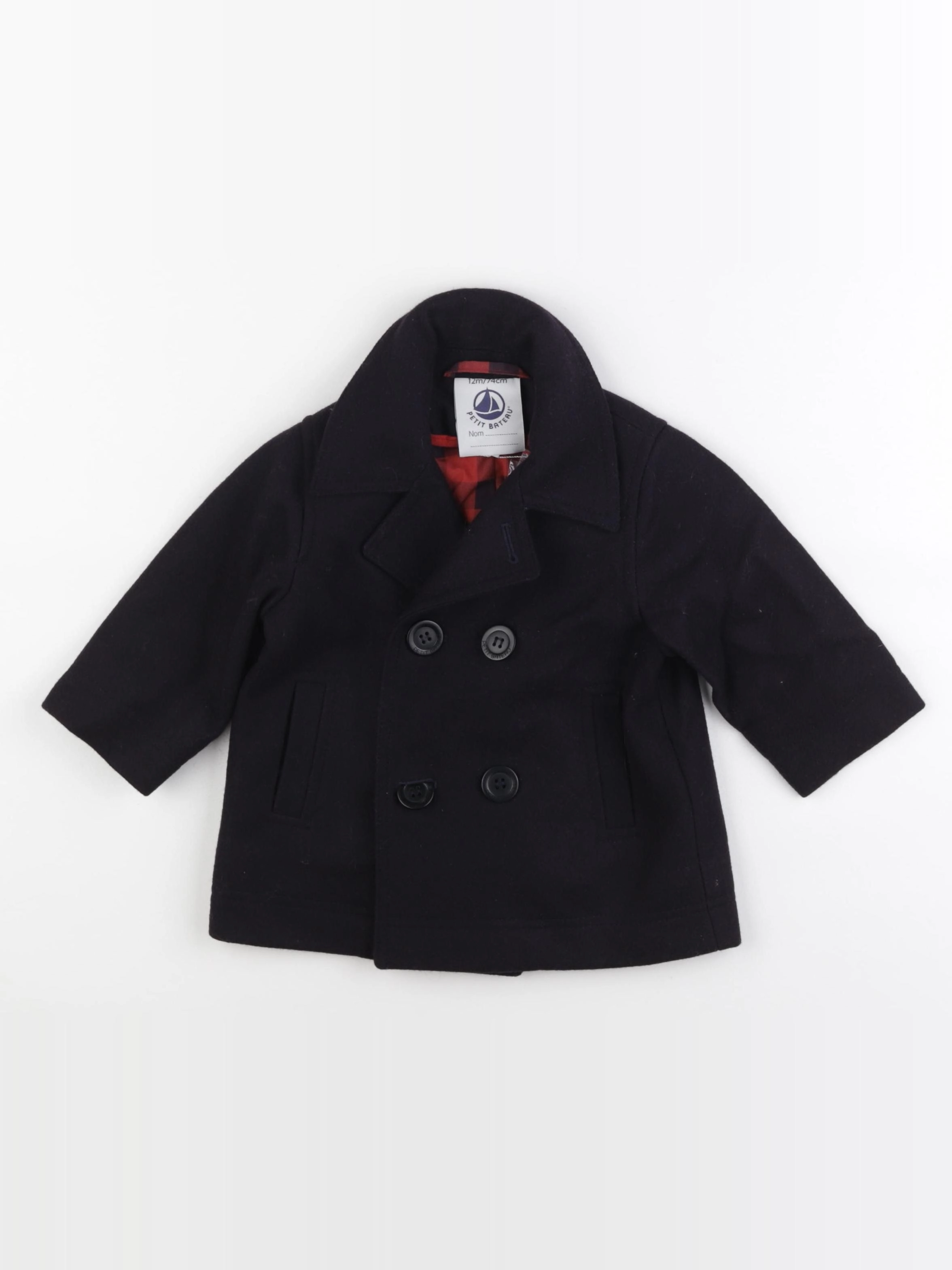 Petit Bateau - manteau bleu - 12 mois
