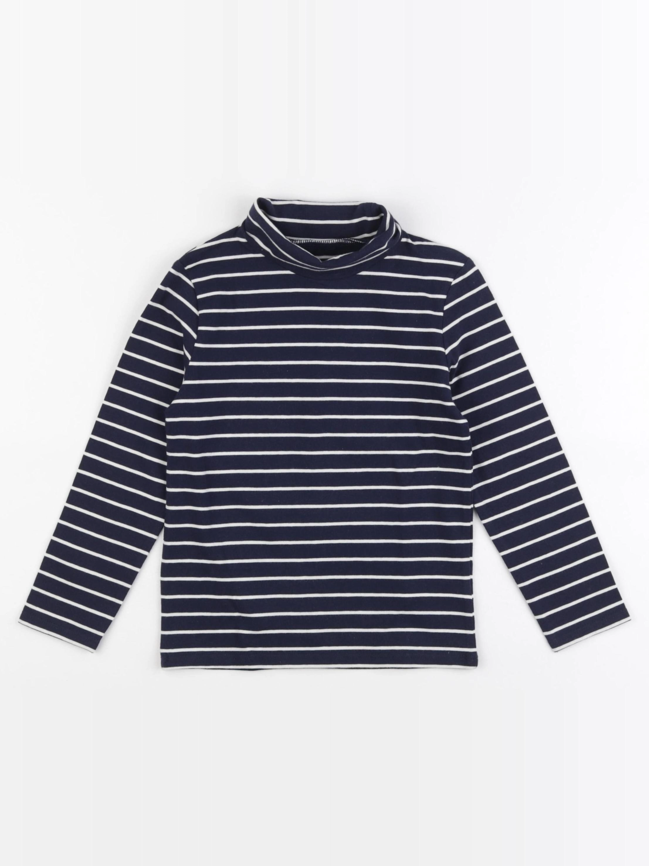Vertbaudet - sous-pull blanc, bleu - 5 ans