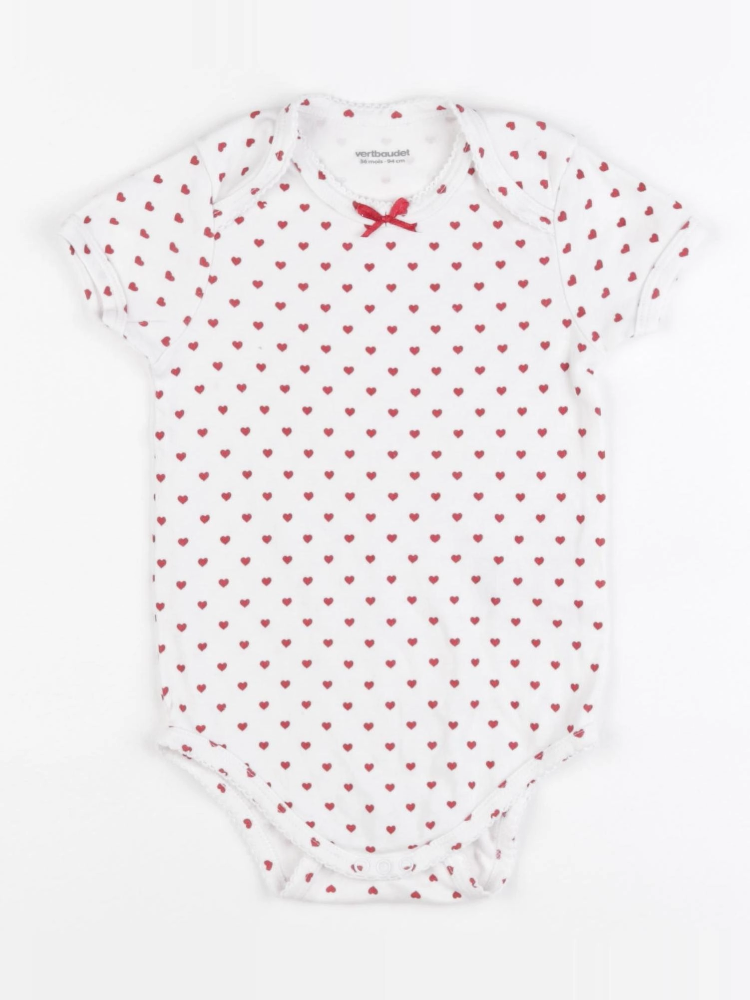 Vertbaudet - body blanc, rouge - 36 mois