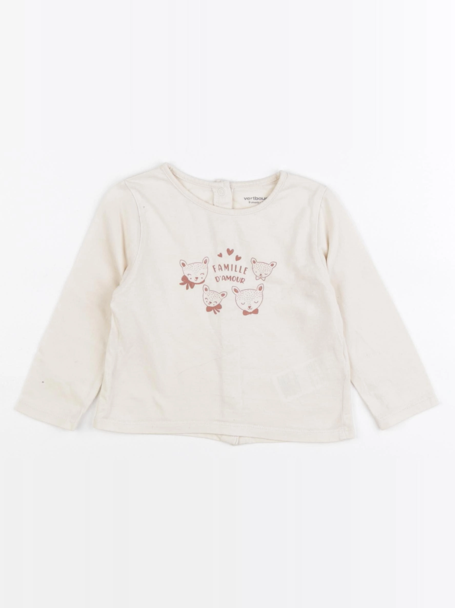 Vertbaudet - tee-shirt beige - 9 mois