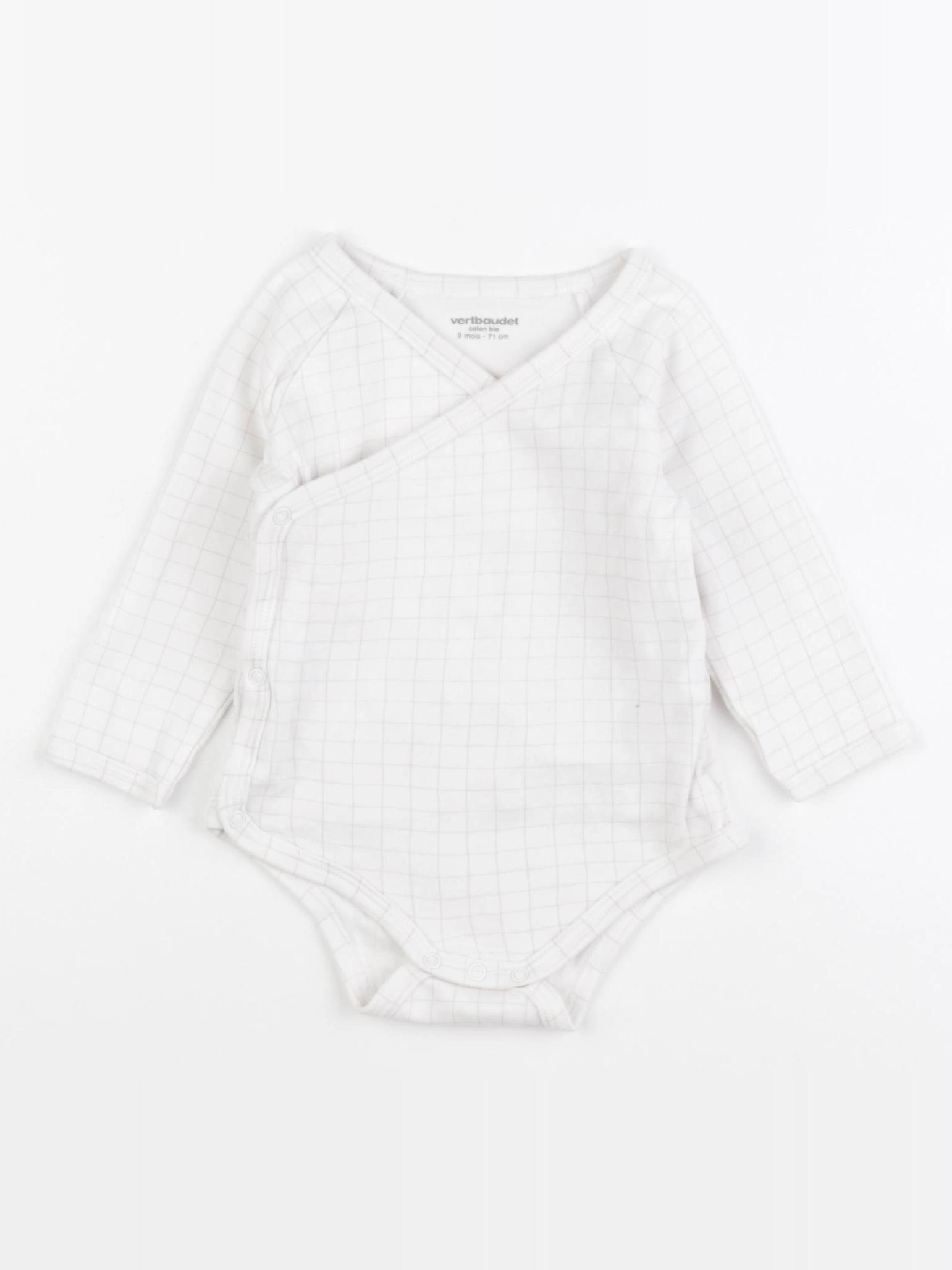 Vertbaudet - body blanc, rose - 9 mois