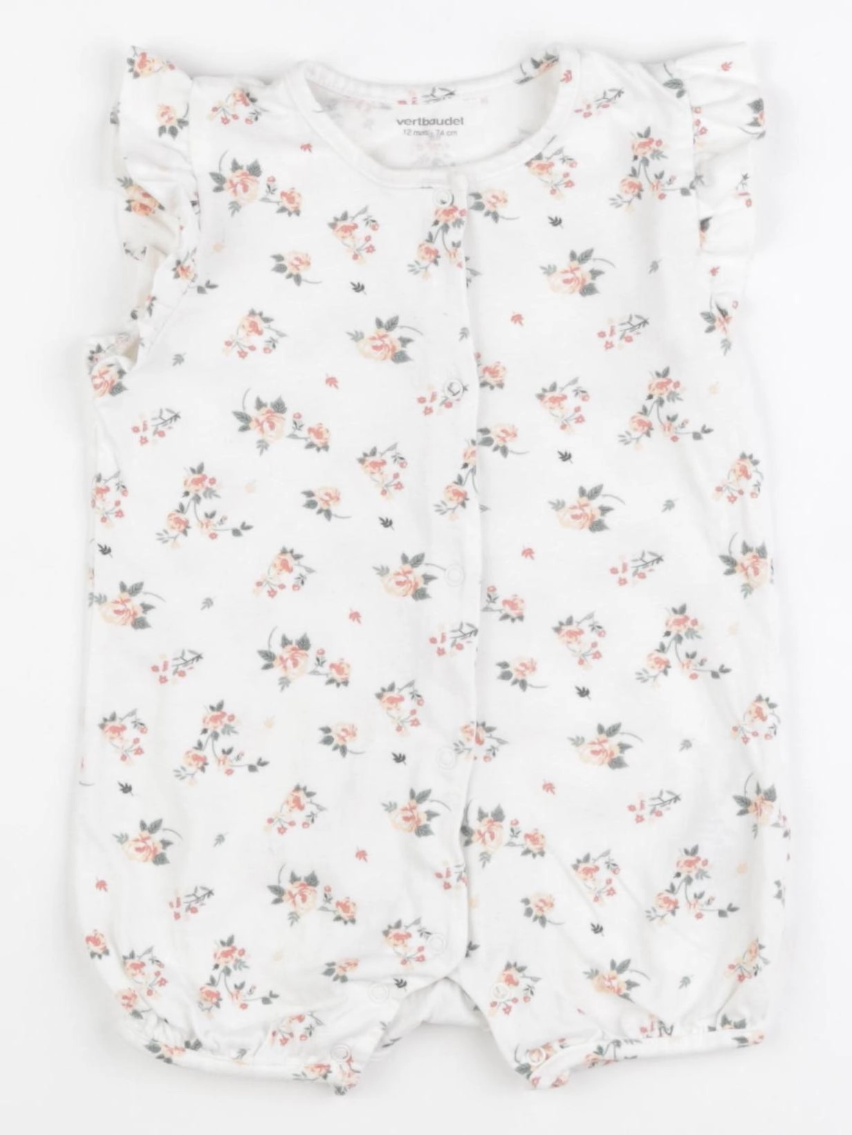 Vertbaudet - pyjama coton blanc, rose - 12 mois