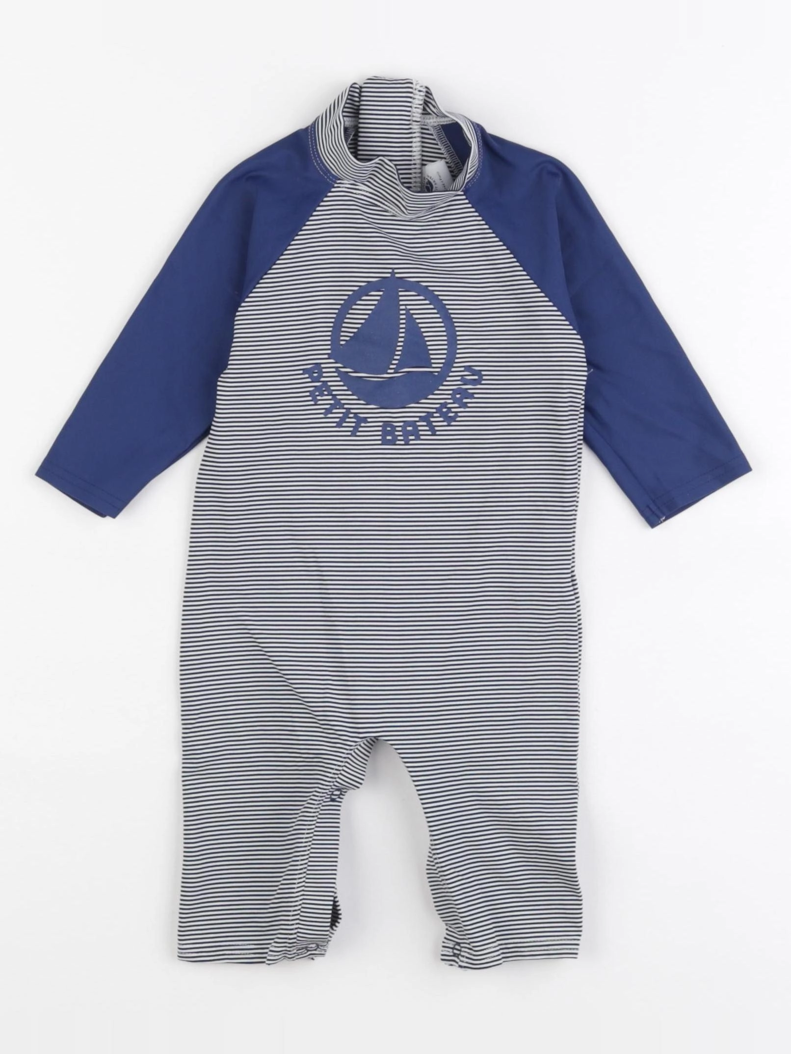 Petit Bateau - combi de bain bleu, blanc - 12 mois