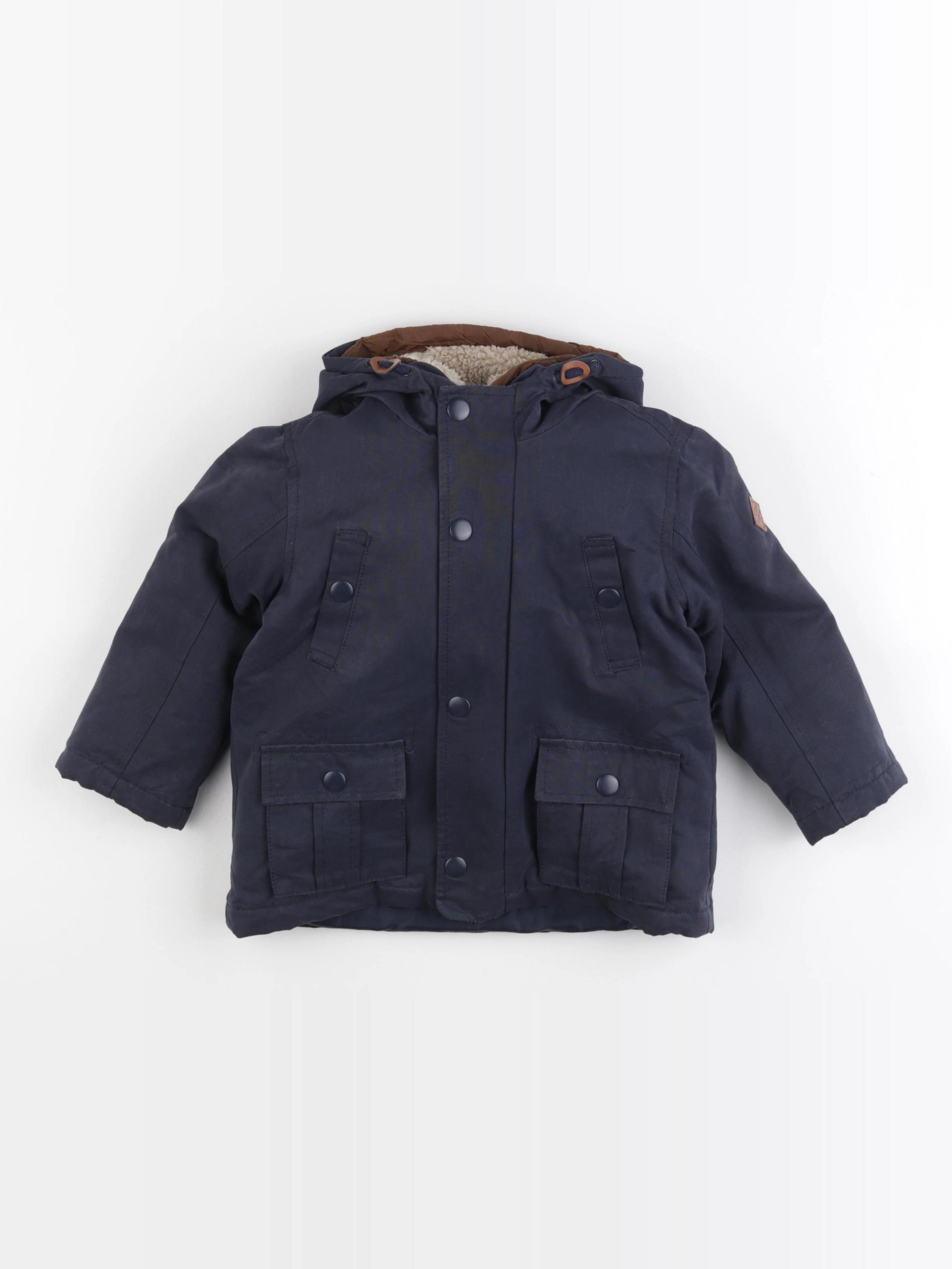 Vertbaudet - manteau doublure amovible bleu, marron - 2 ans