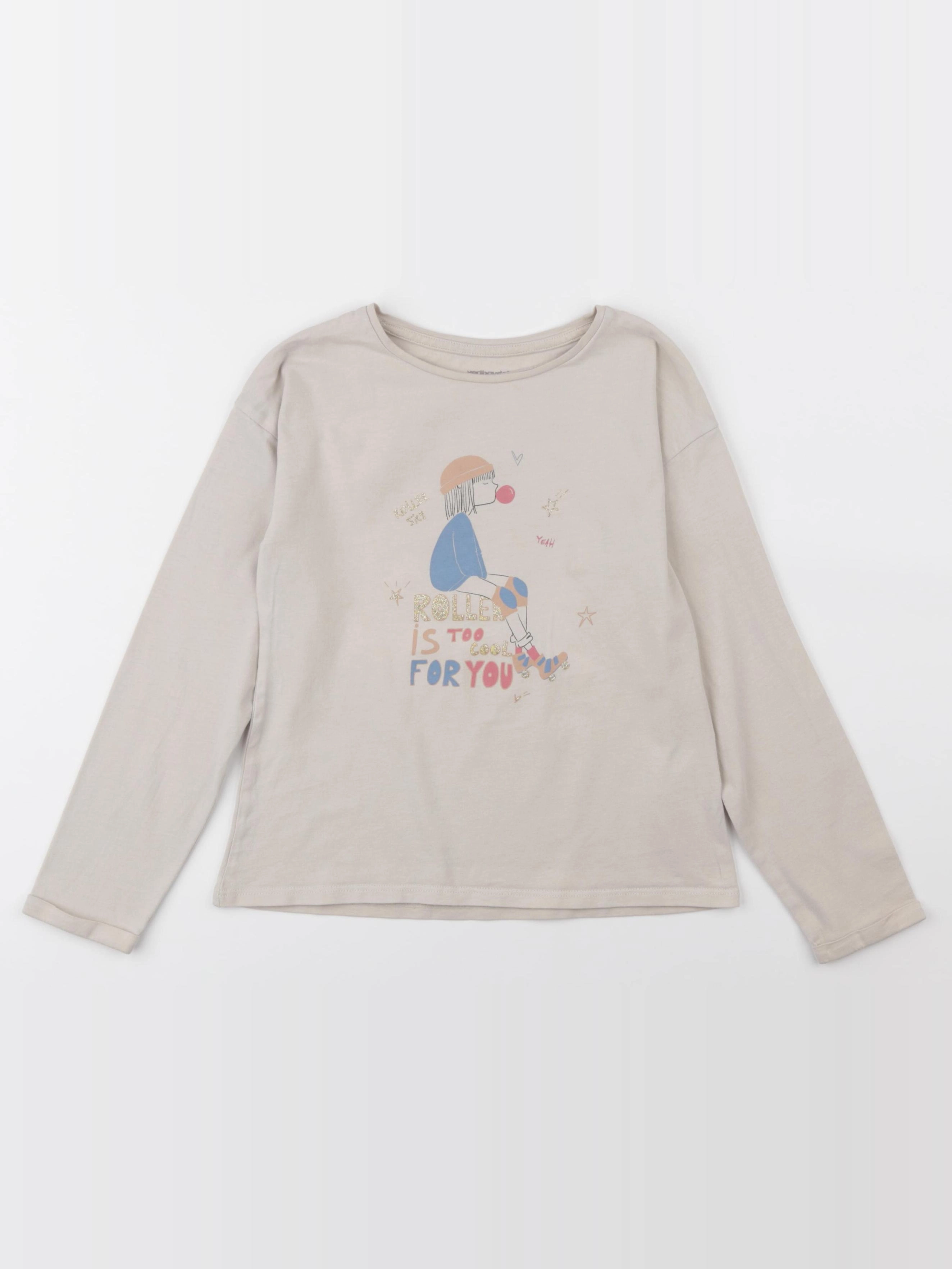 Vertbaudet - tee-shirt beige, or - 8 ans