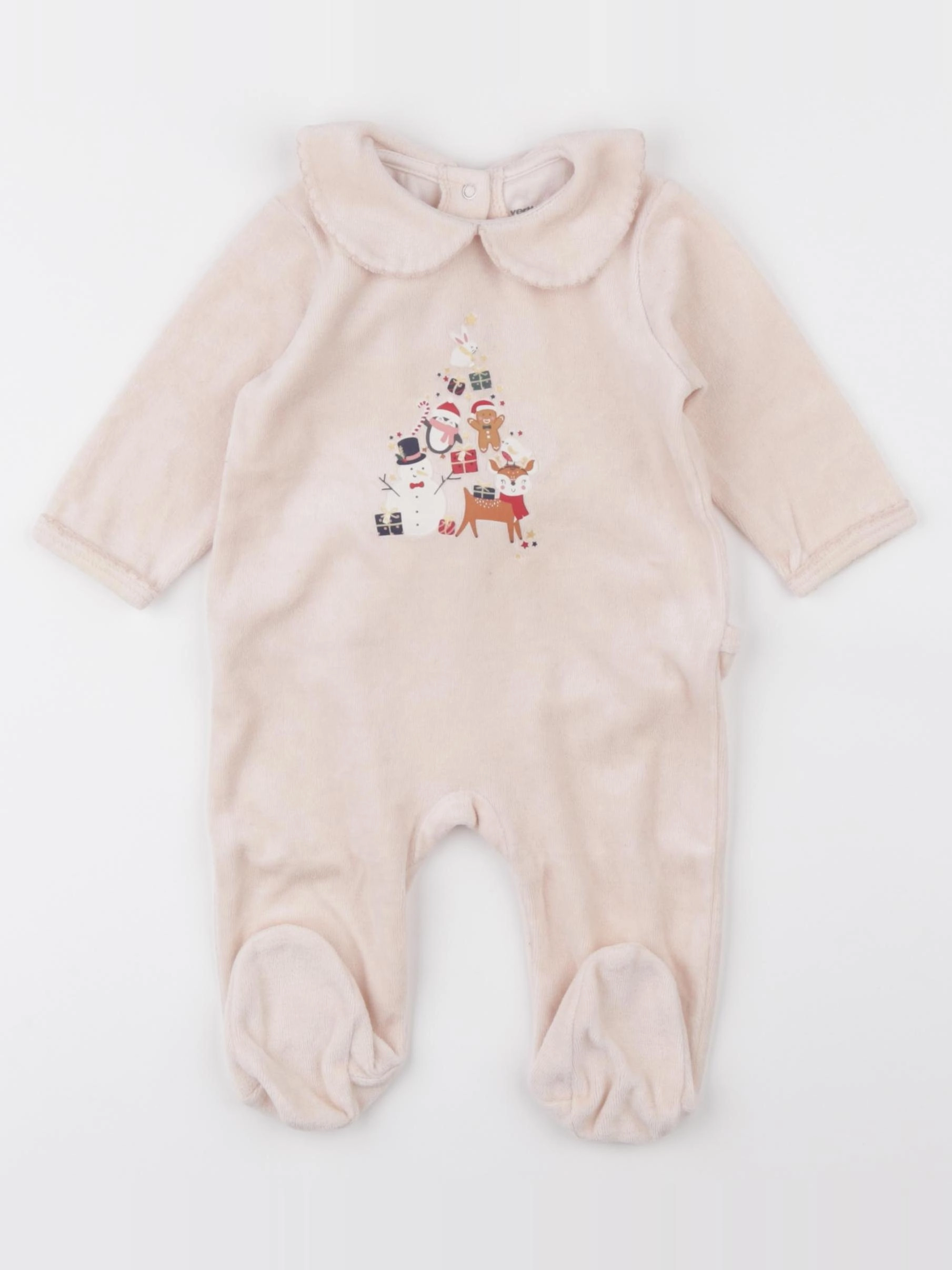 Vertbaudet - pyjama velours or, rose - 3 mois