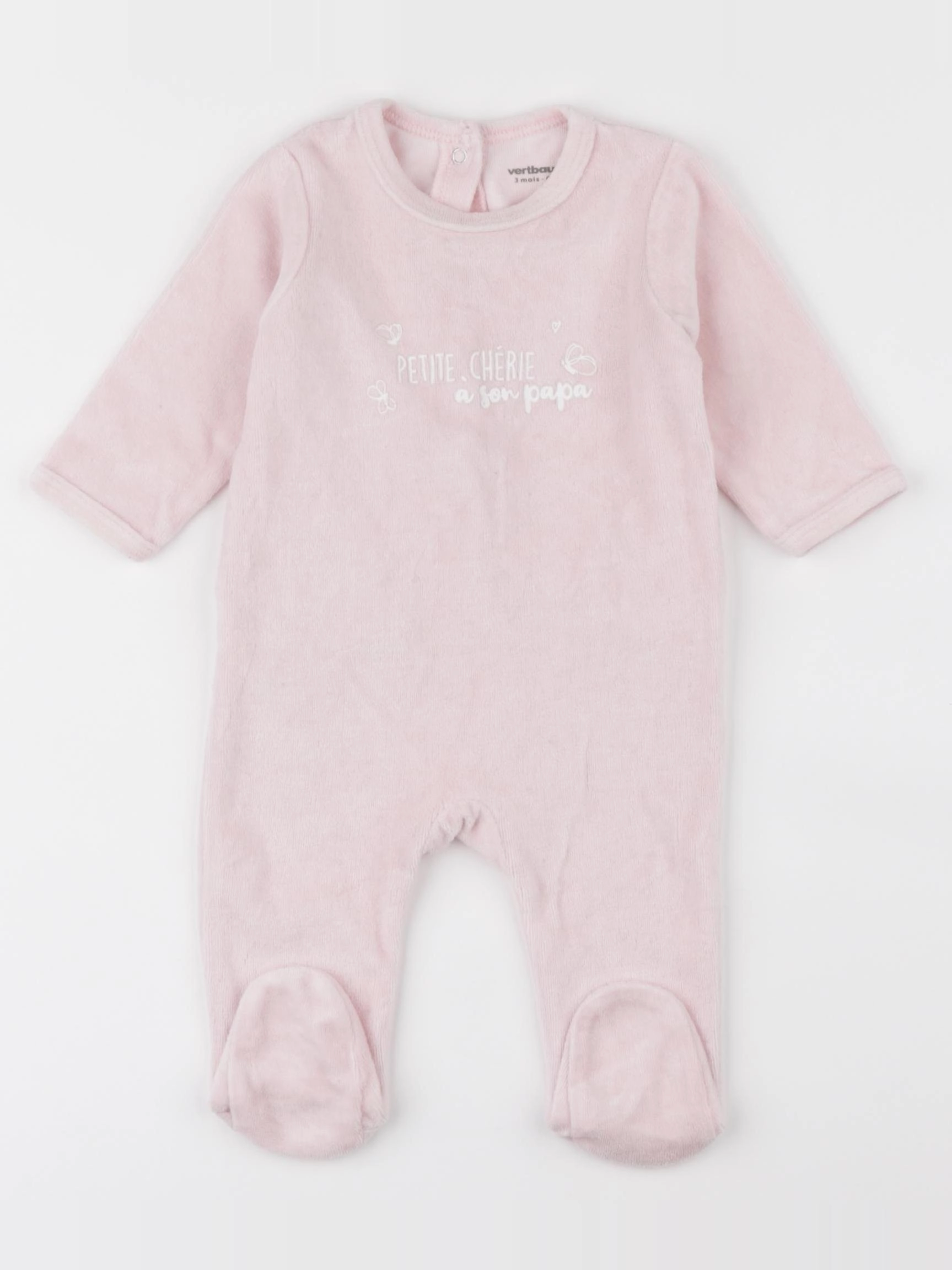 Vertbaudet - pyjama velours rose - 3 mois