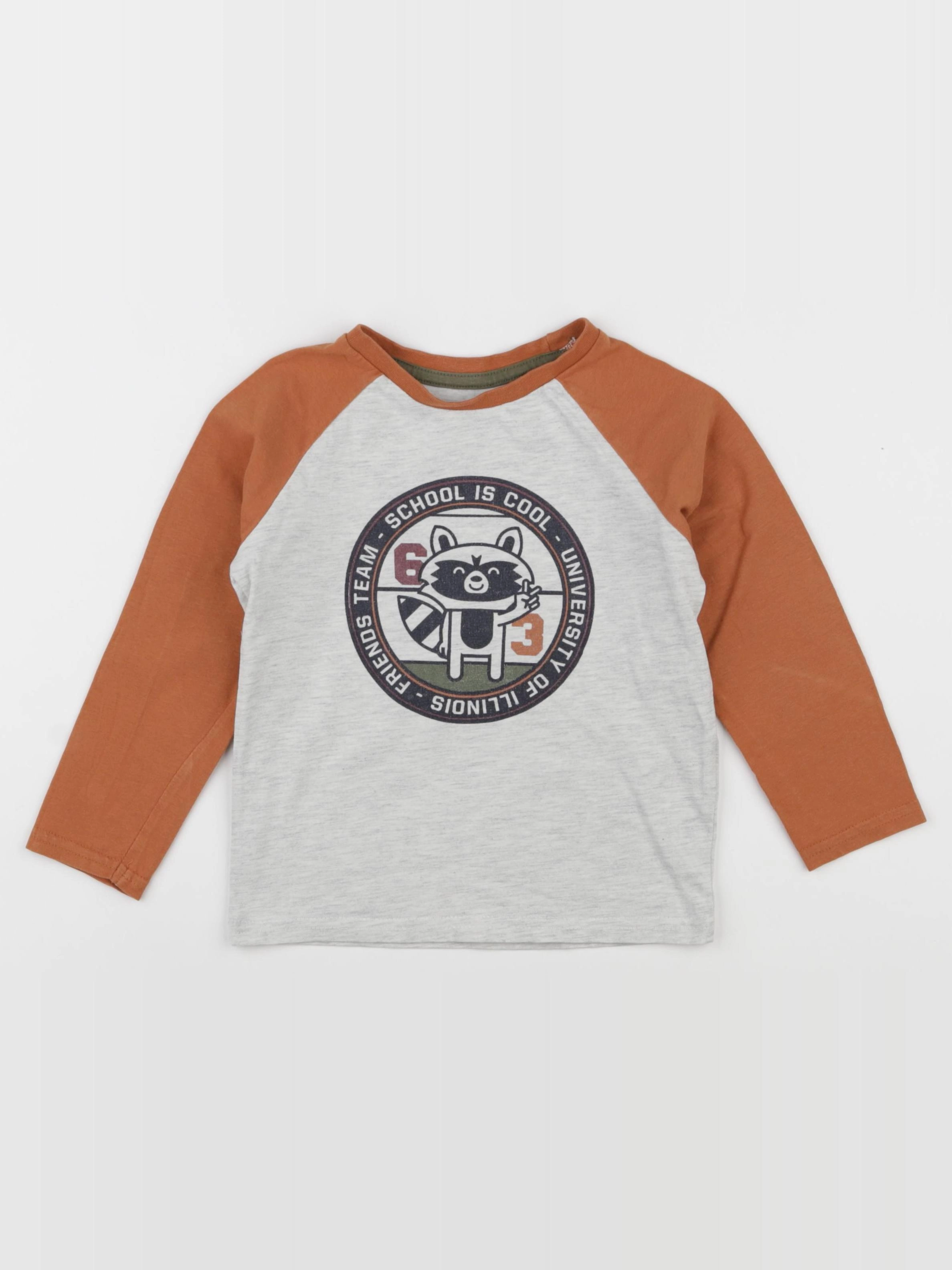 Vertbaudet - tee-shirt marron, gris - 4 ans