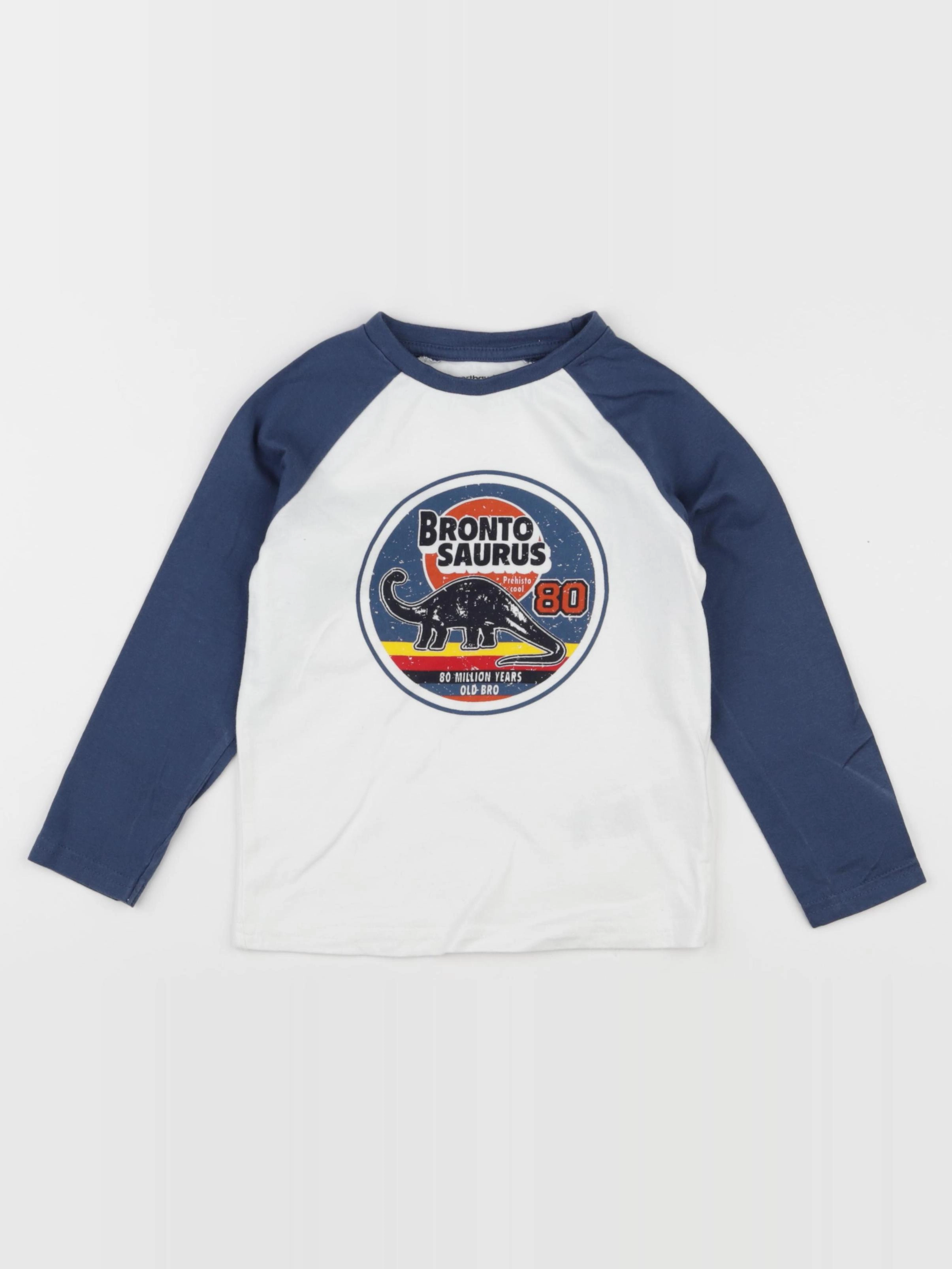 Vertbaudet - tee-shirt blanc, bleu - 4 ans