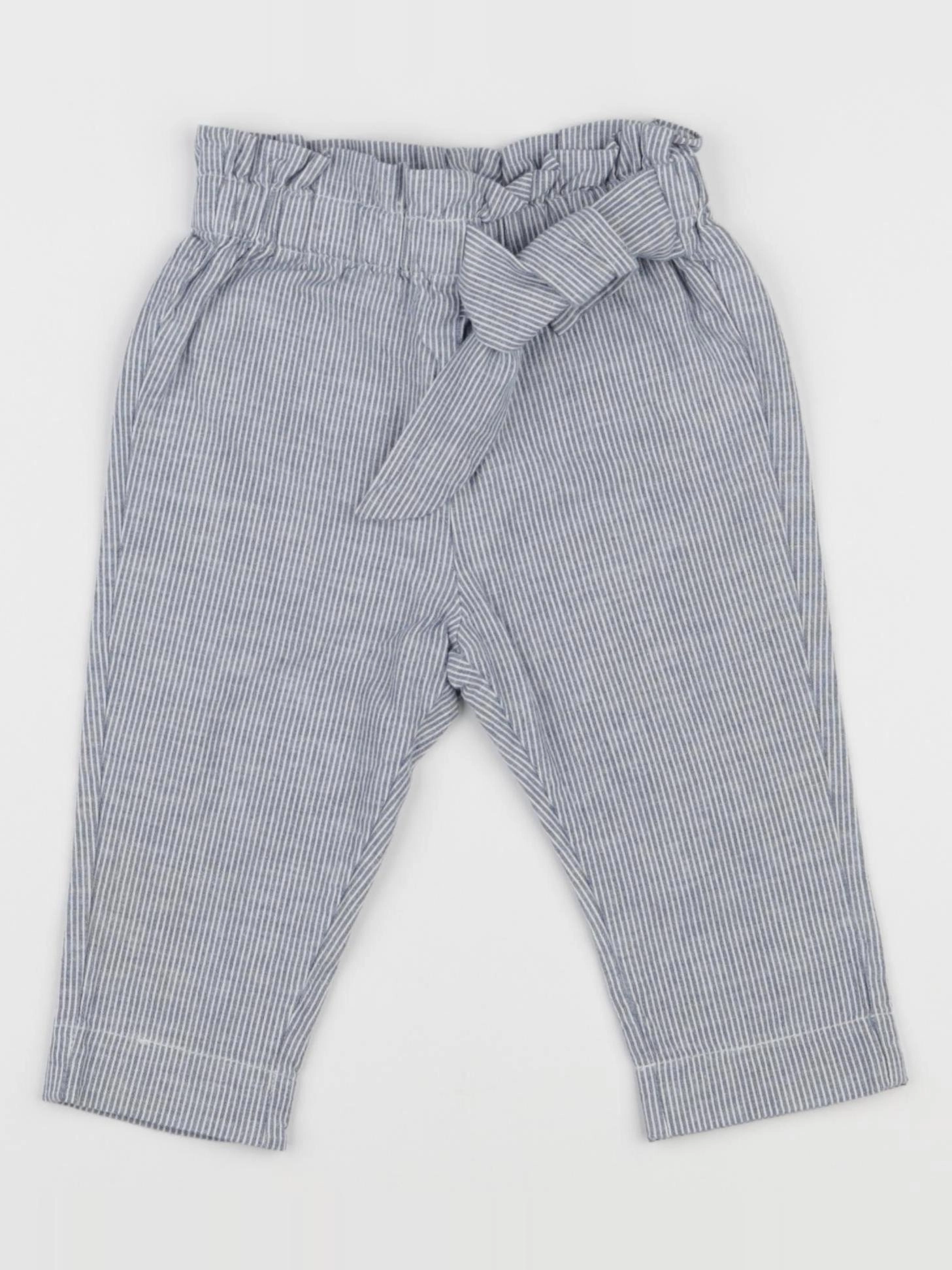 Vertbaudet - pantalon bleu, blanc - 9 mois