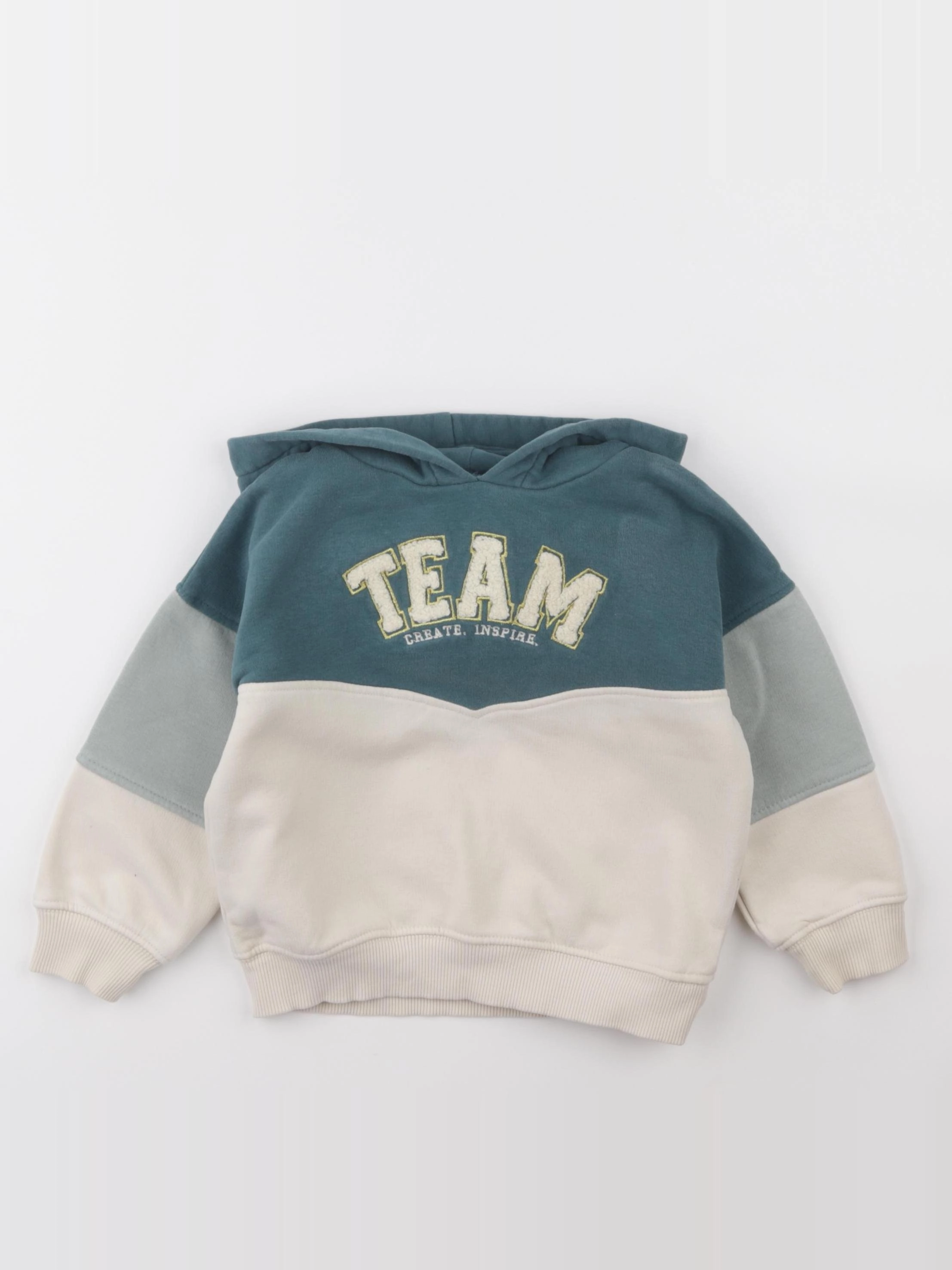 Vertbaudet - sweat blanc, vert - 3 ans