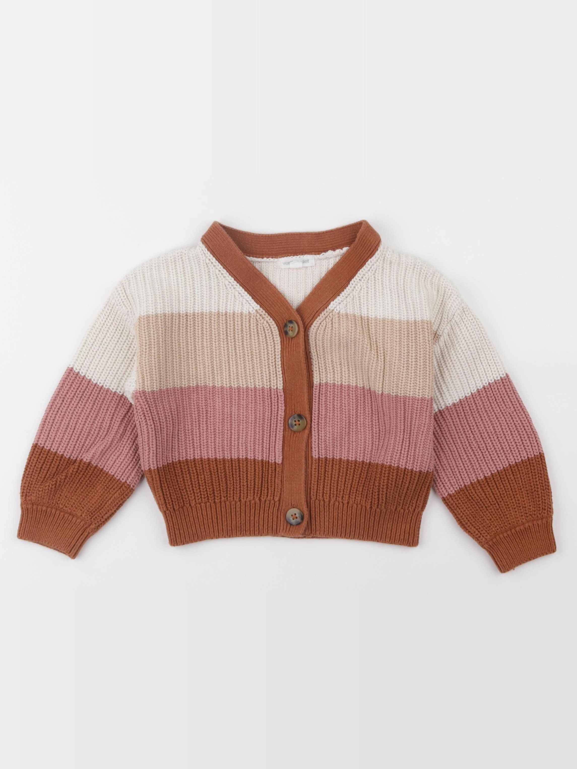 Vertbaudet - gilet marron, rose - 3 ans