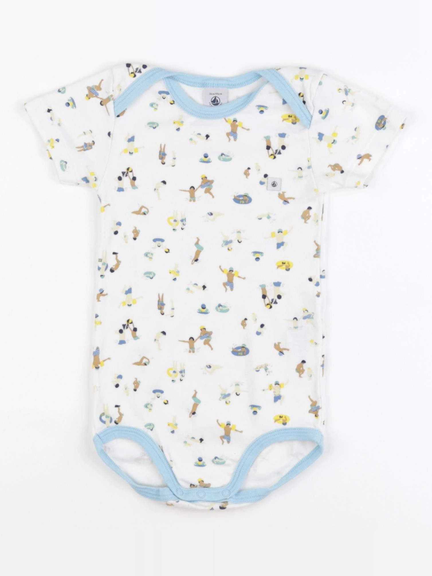 Petit Bateau - body bleu, blanc - 36 mois