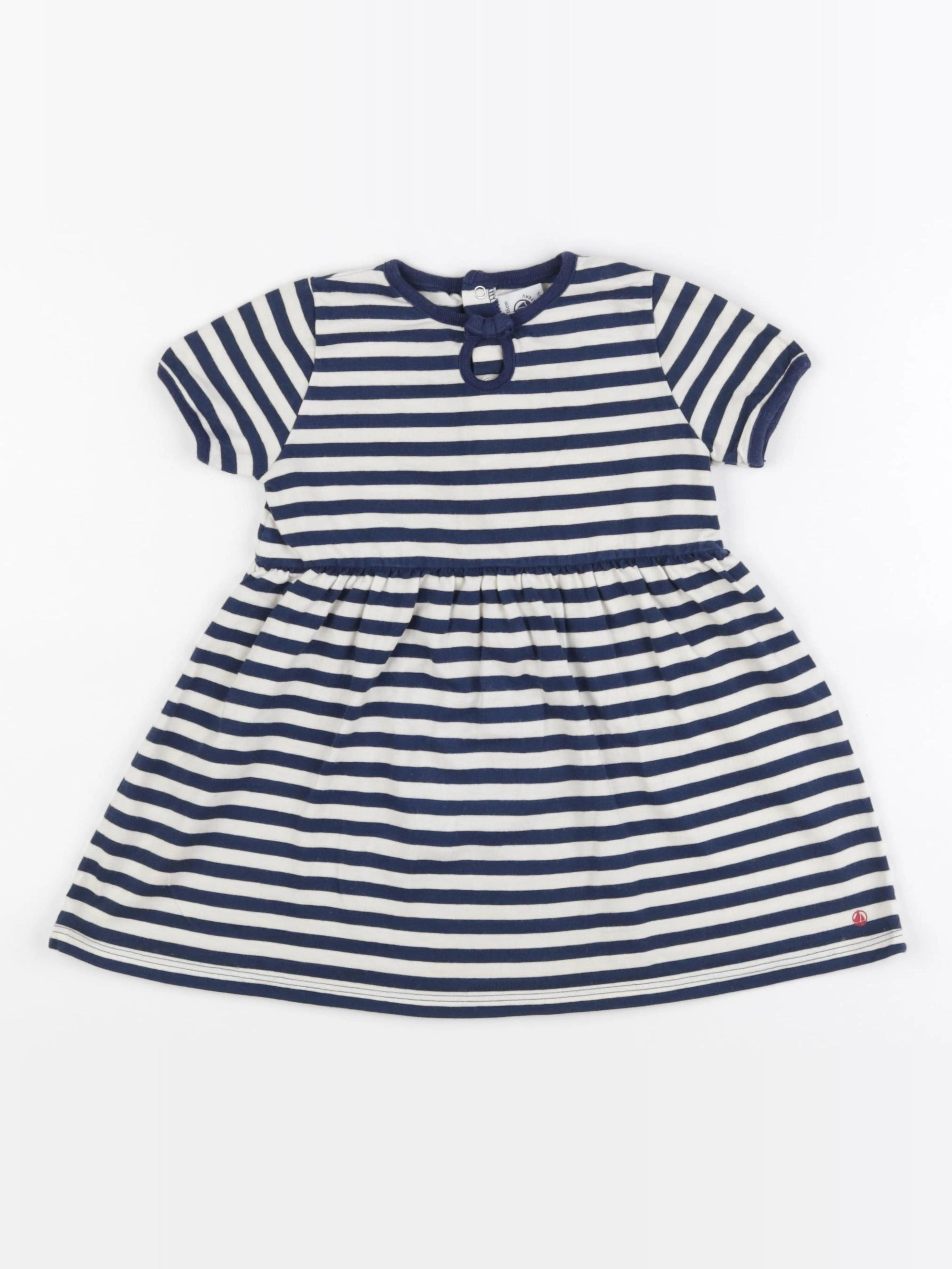 Petit Bateau - robe blanc, bleu - 24 mois