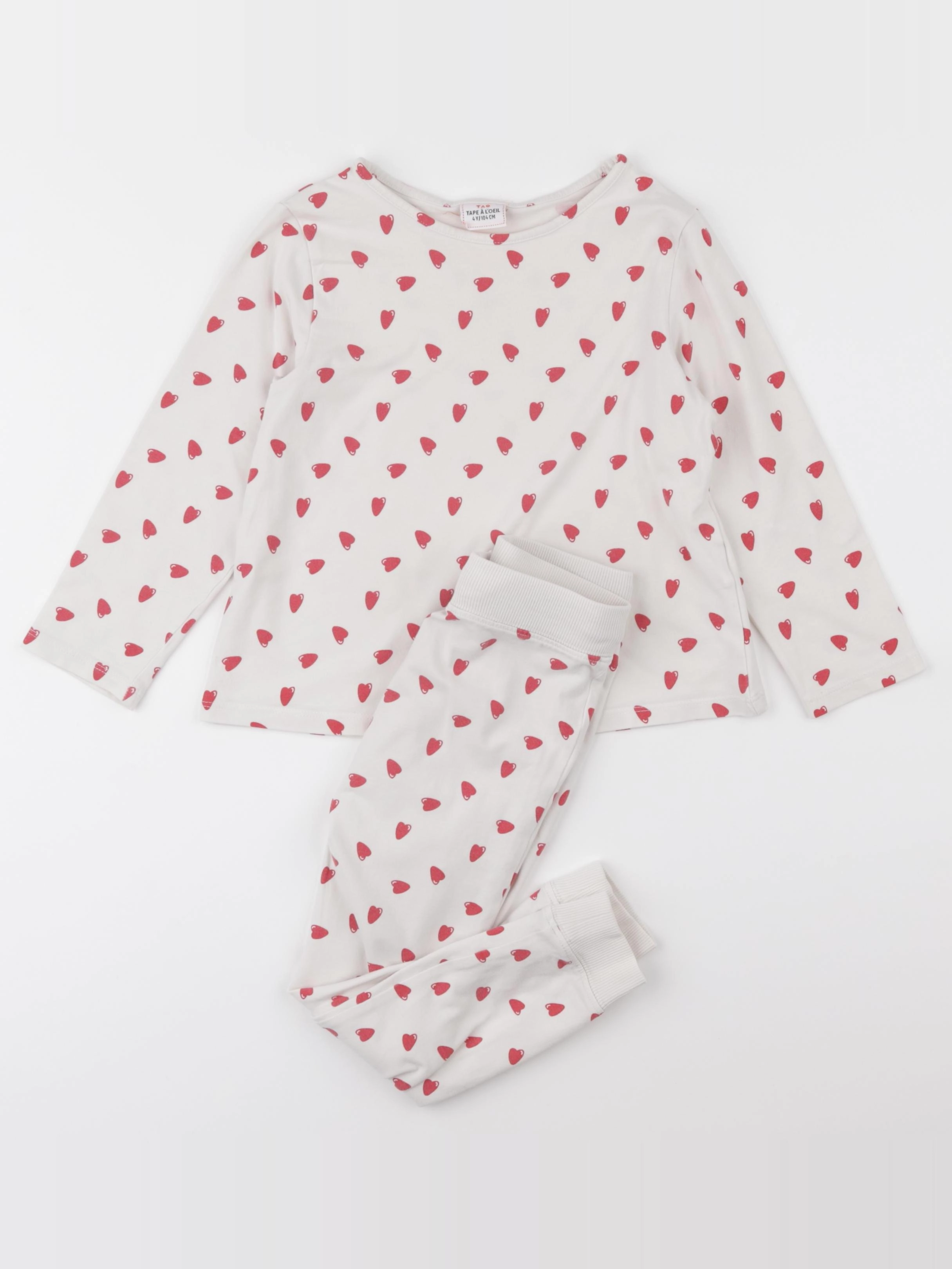 Tape à l'oeil - pyjama coton blanc, rouge - 4 ans