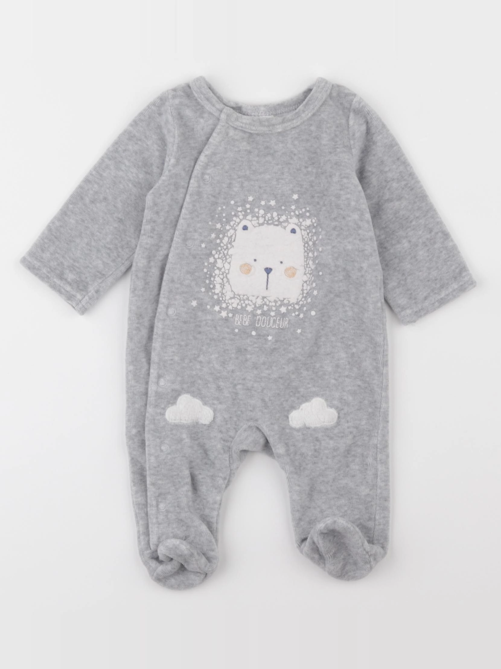 Tape à l'oeil - pyjama velours gris - 1 mois