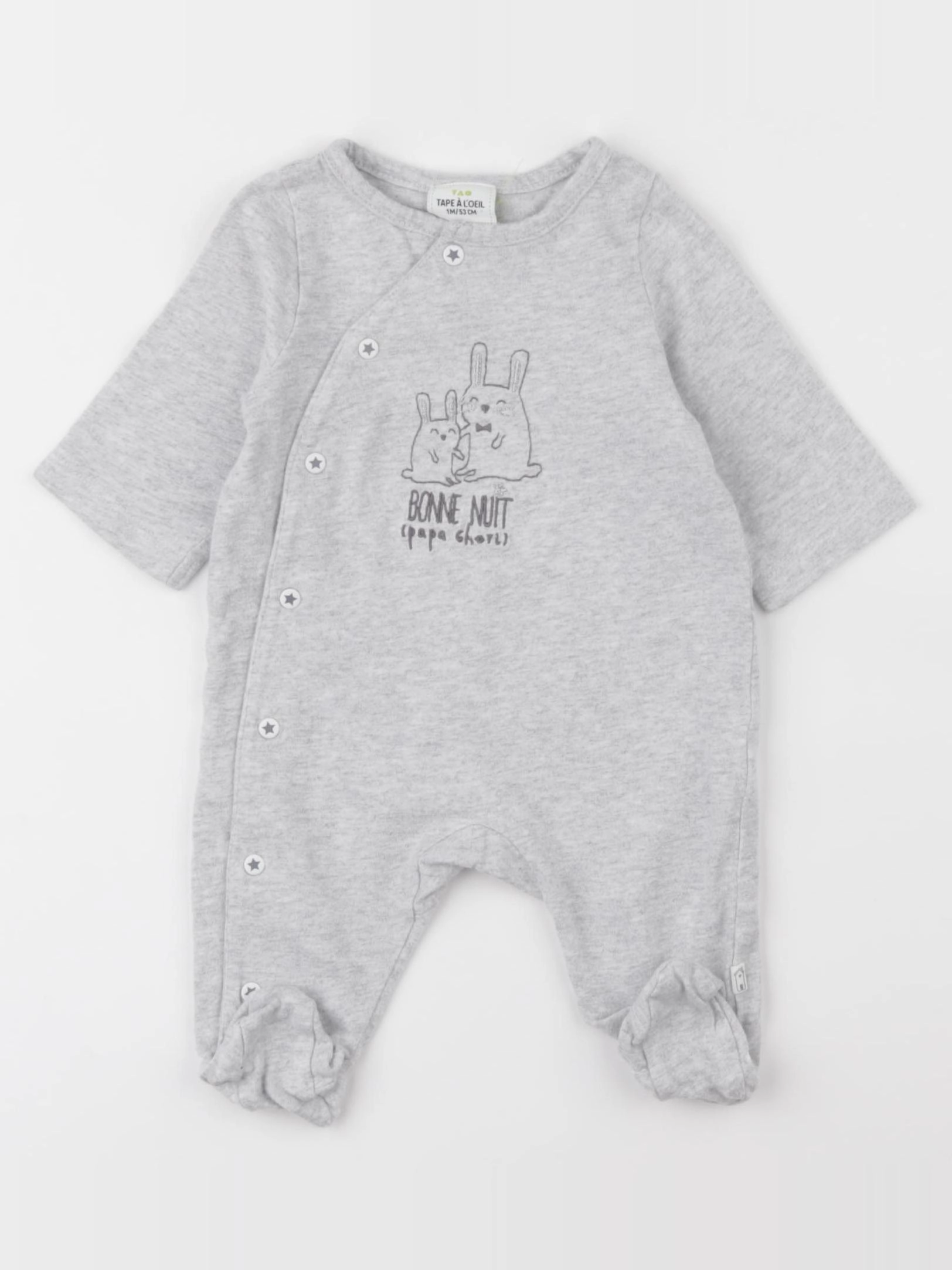 Tape à l'oeil - pyjama coton gris - 1 mois