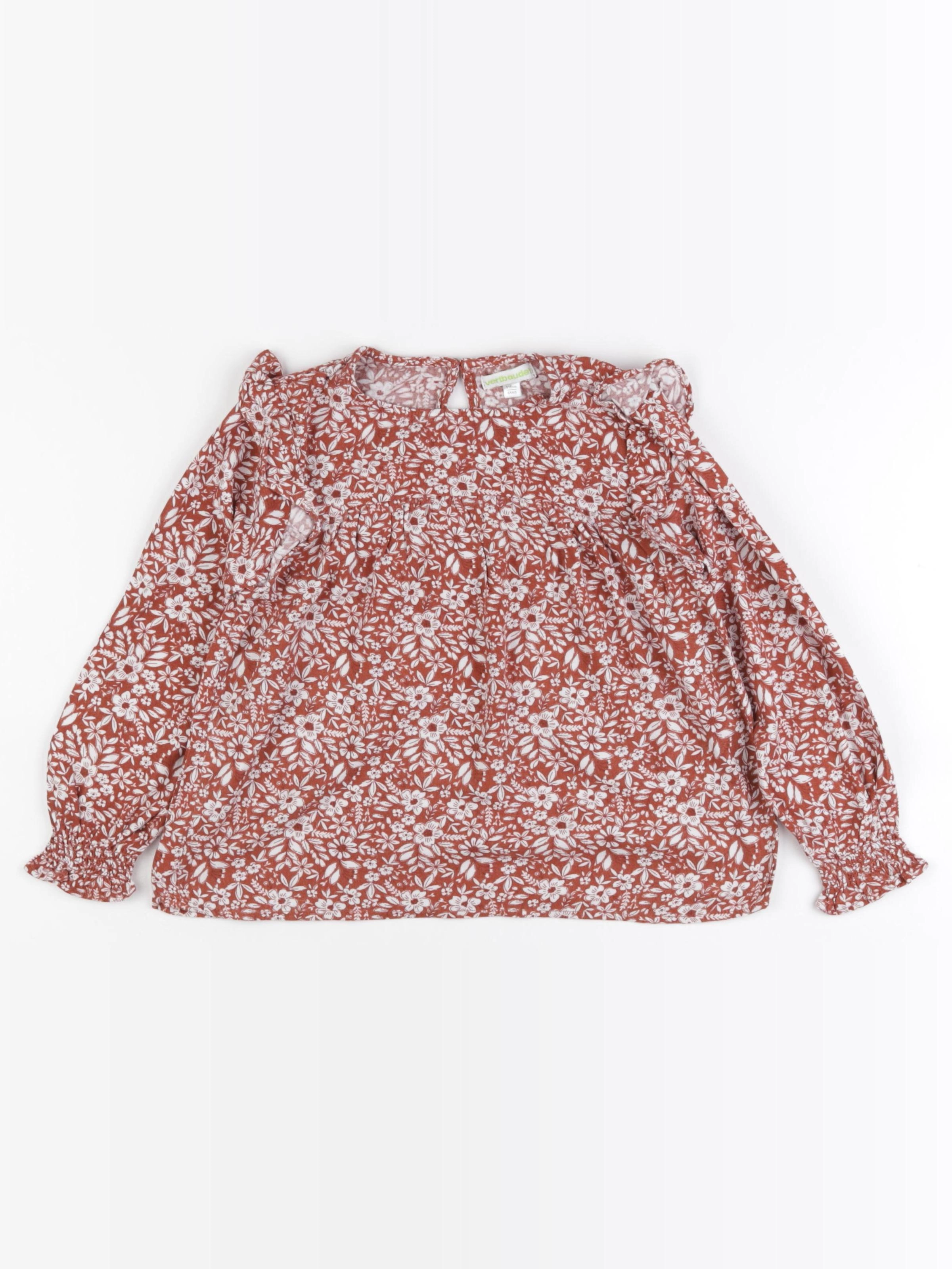 Vertbaudet - blouse marron, blanc - 6 ans