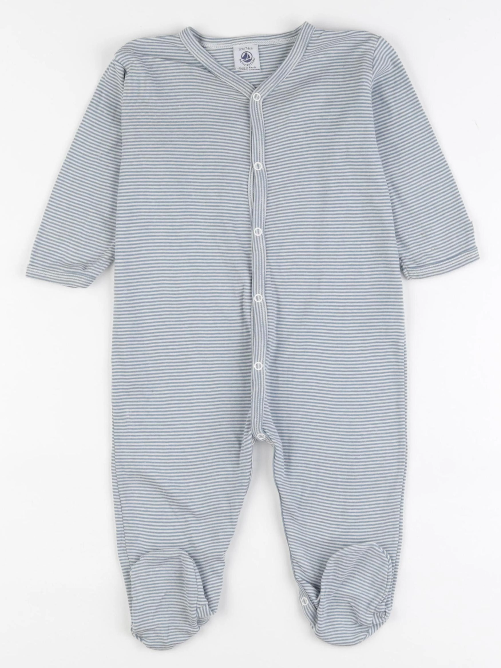 Petit Bateau - pyjama coton bleu - 12 mois