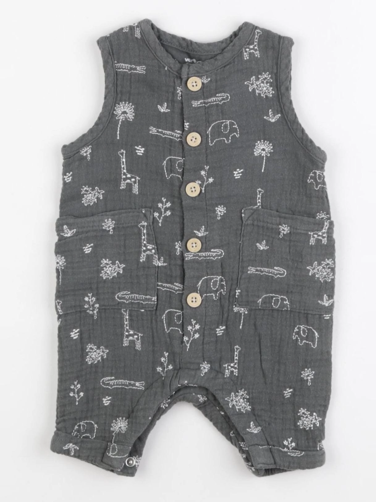 Vertbaudet - combinaison gris - 1 mois