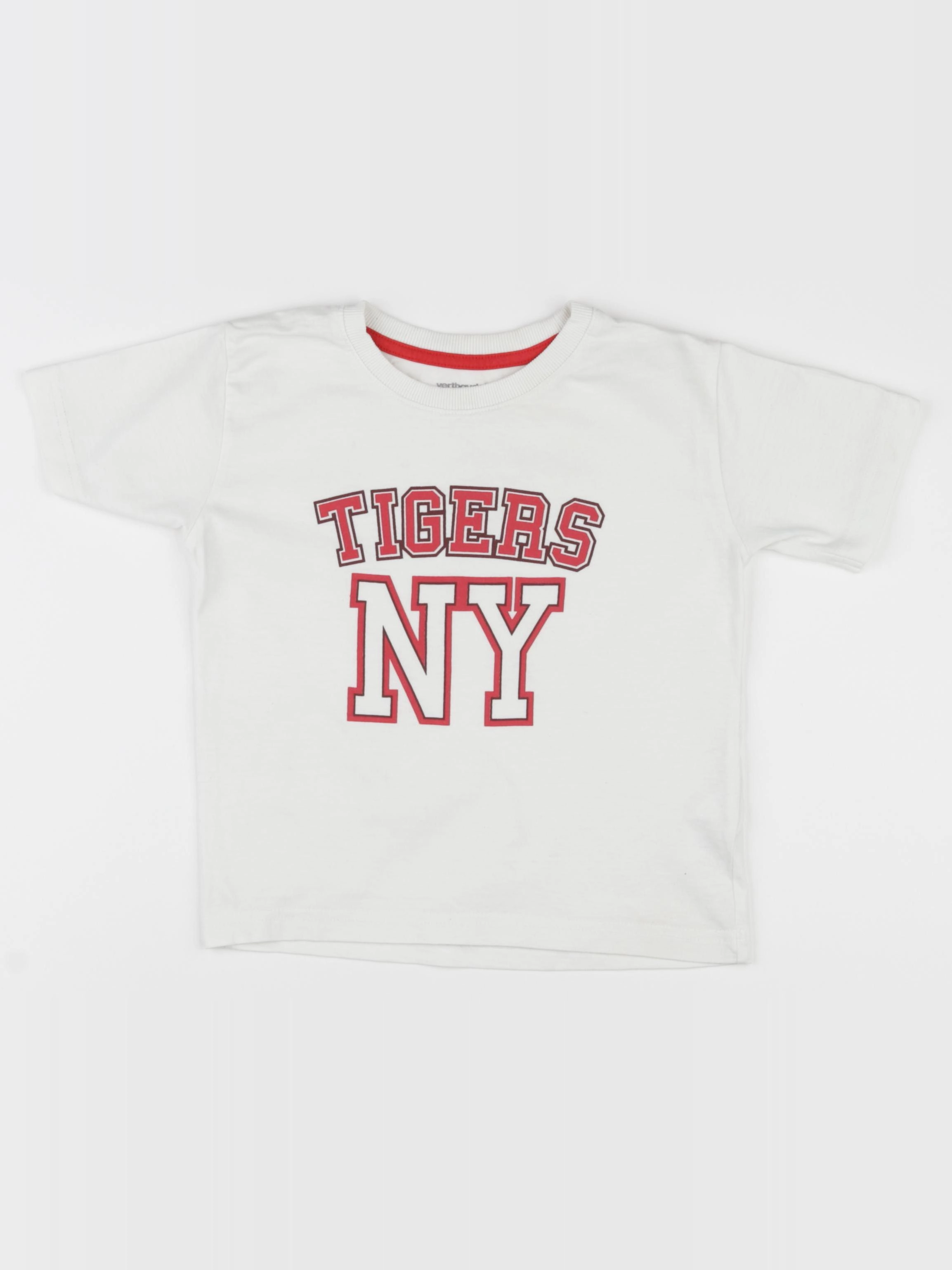 Vertbaudet - tee-shirt blanc, rouge - 3 ans