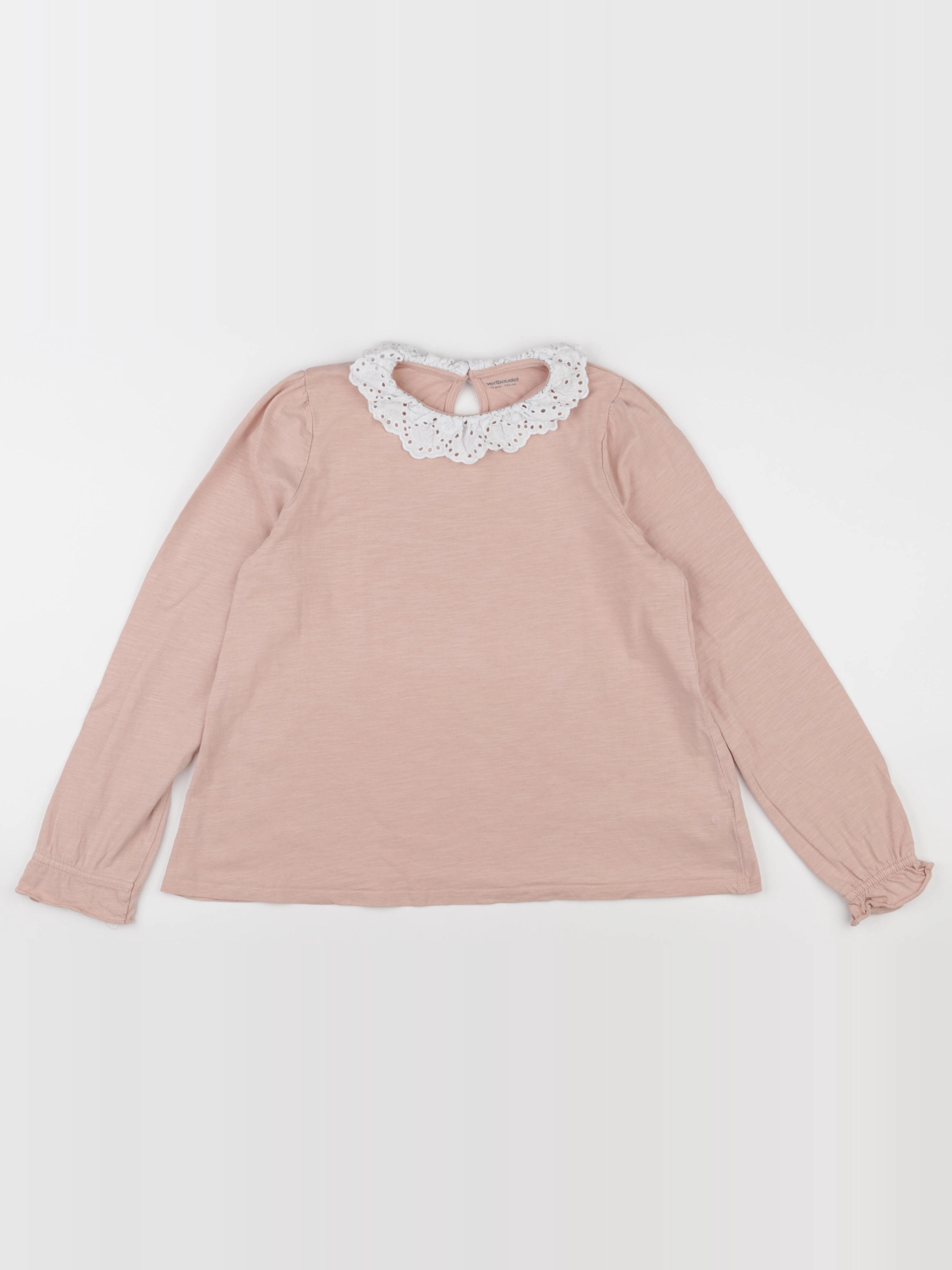 Vertbaudet - tee-shirt blanc, rose - 12 ans