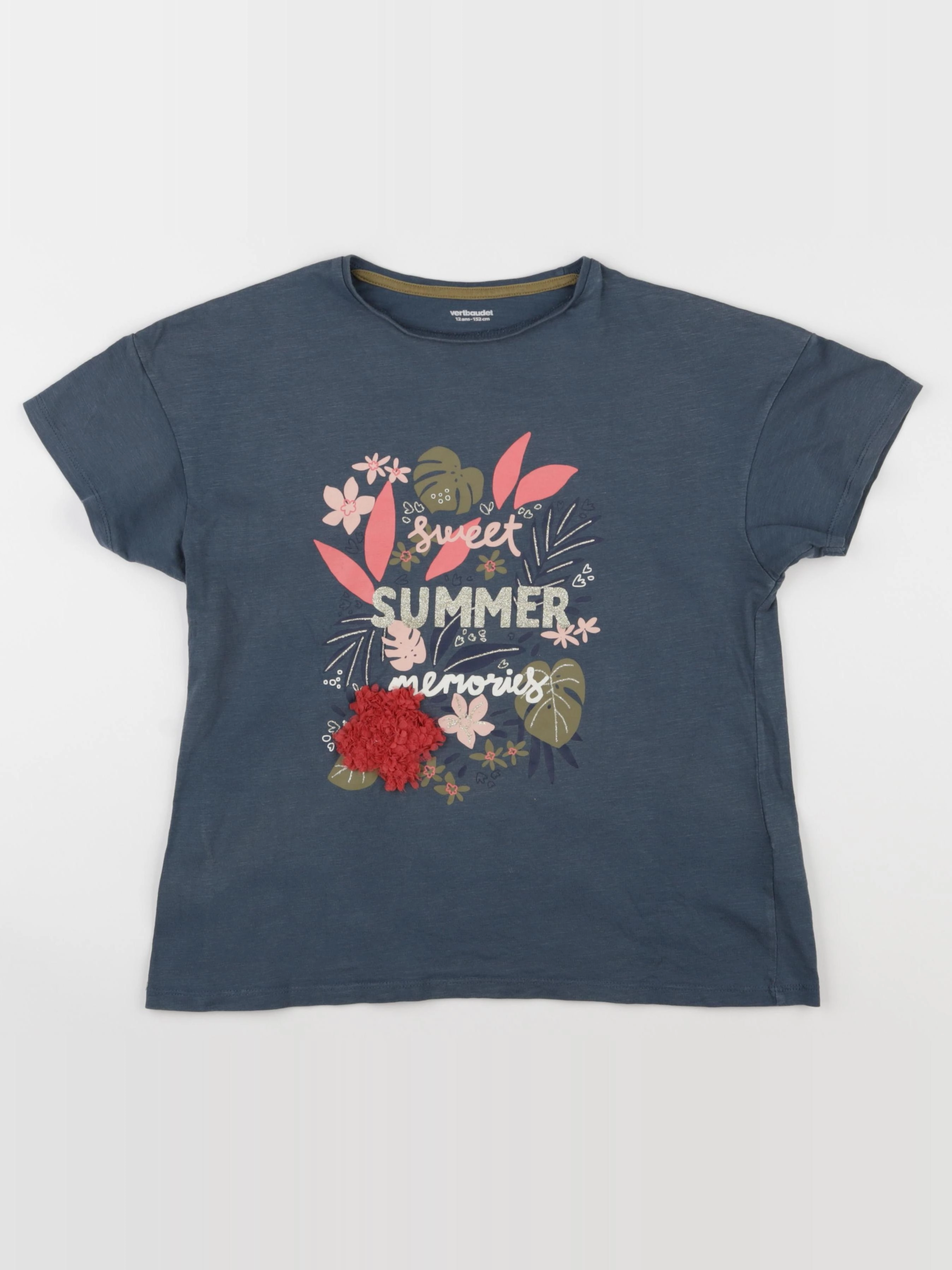 Vertbaudet - tee-shirt bleu, or - 12 ans
