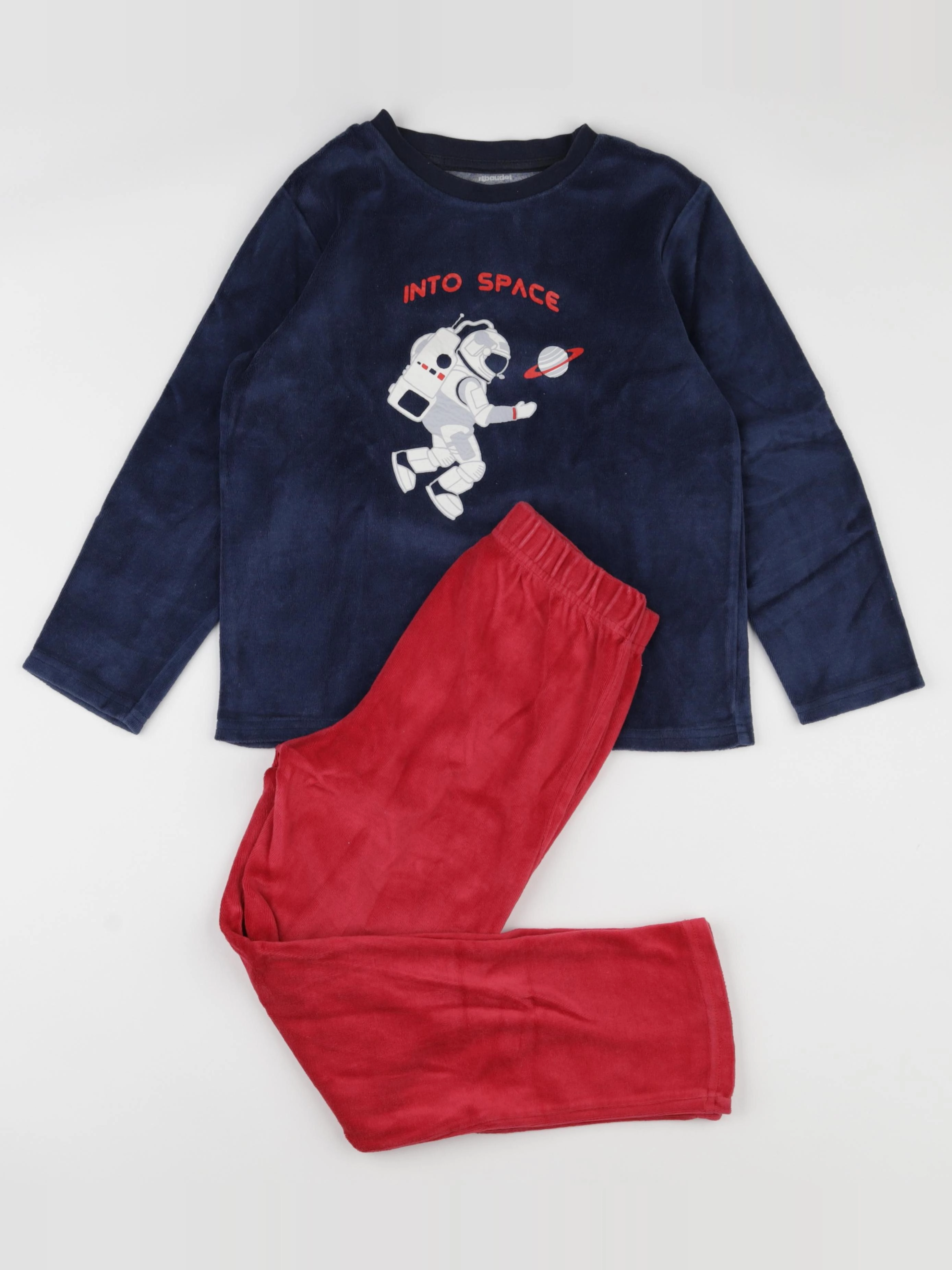 Vertbaudet - pyjama velours bleu, rouge - 8 ans