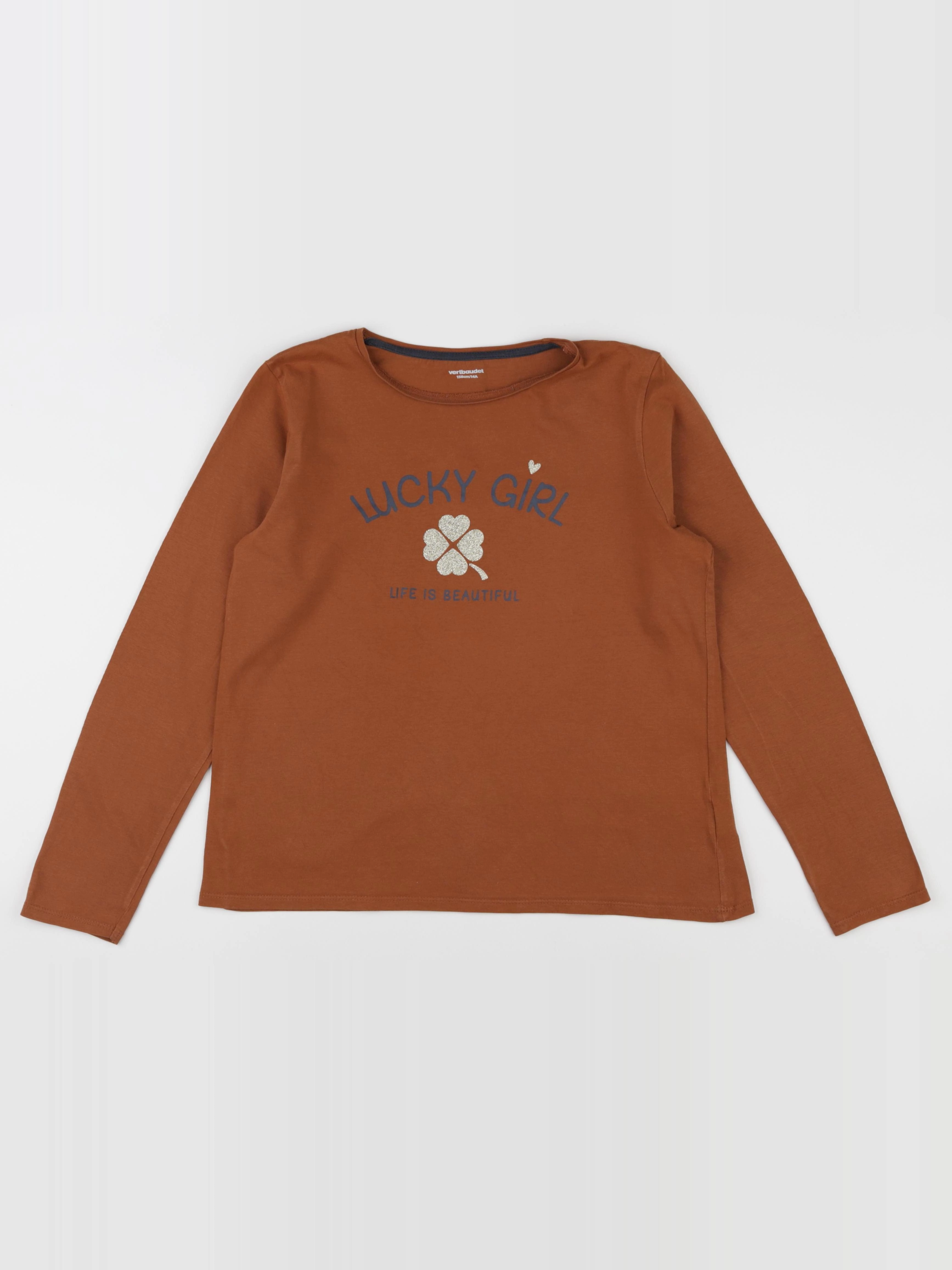 Vertbaudet - tee-shirt marron, or - 14 ans