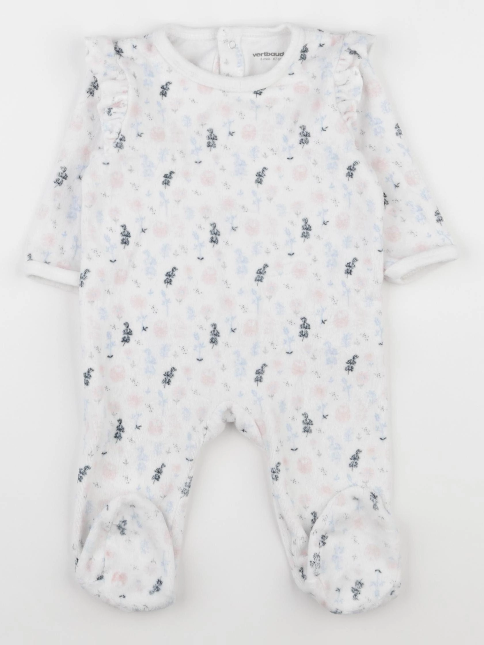Vertbaudet - pyjama velours blanc, multicolore - 6 mois
