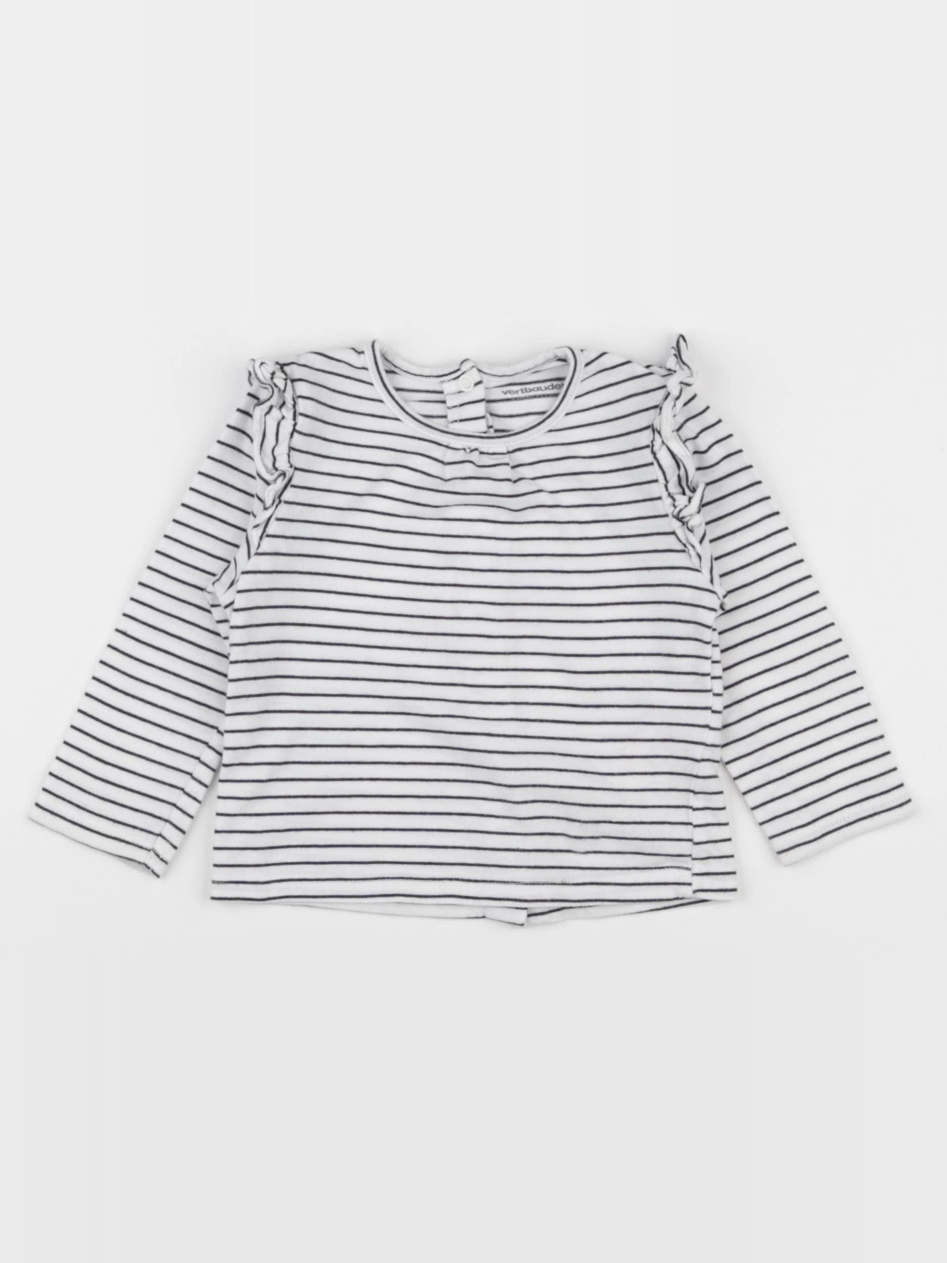 Vertbaudet - tee-shirt blanc, bleu - 9 mois