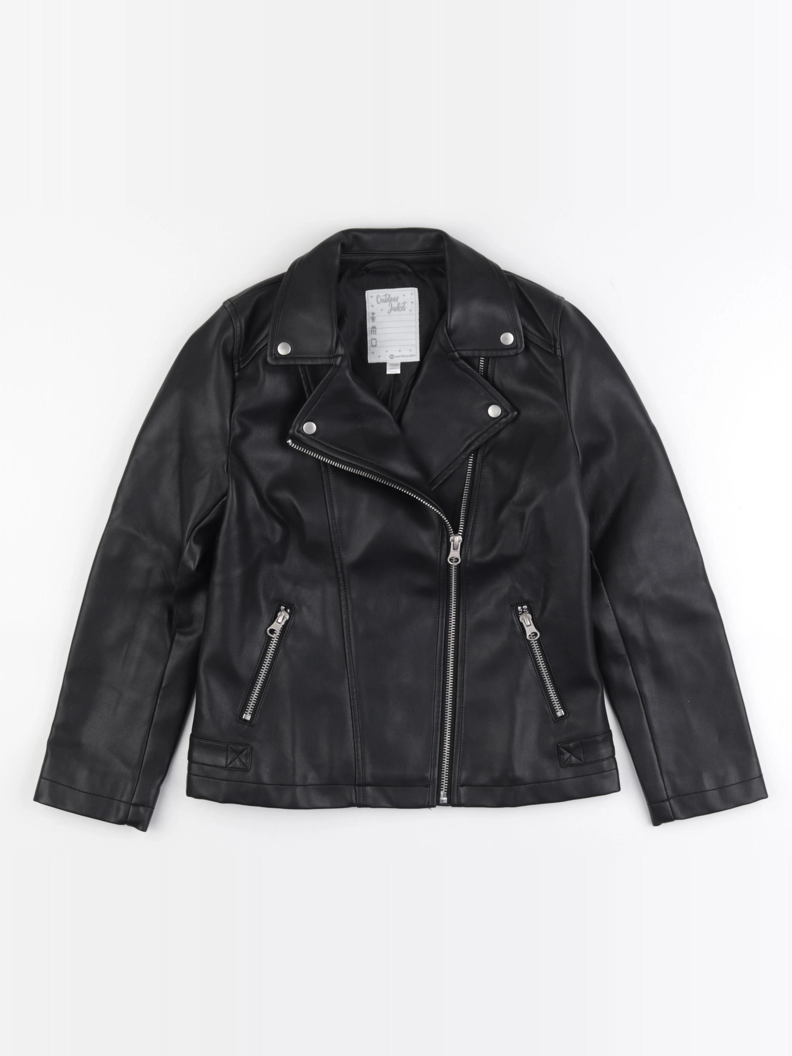 Vertbaudet - veste simili cuir noir - 10 ans