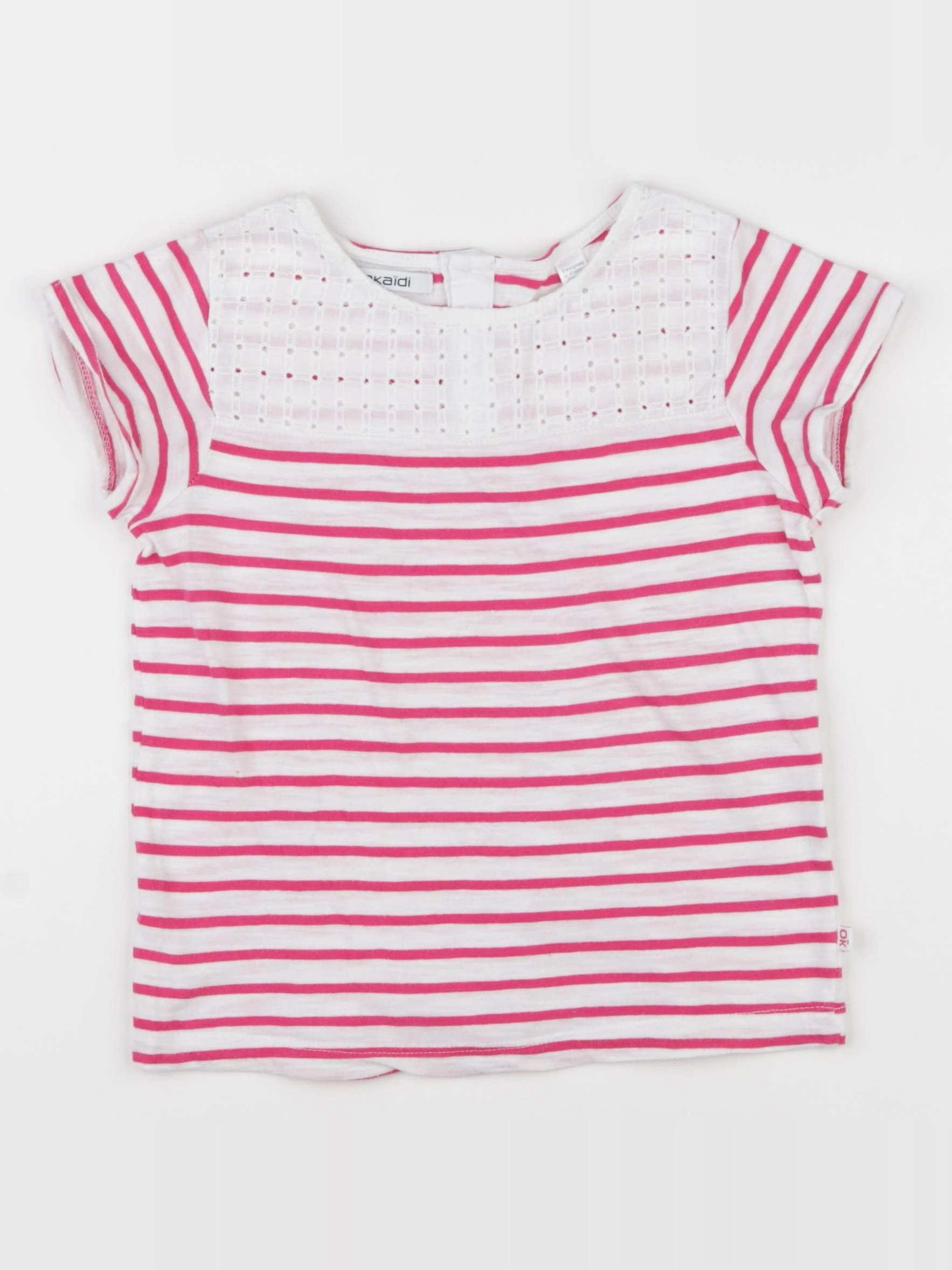 Okaidi - tee-shirt blanc, rose - 6 ans