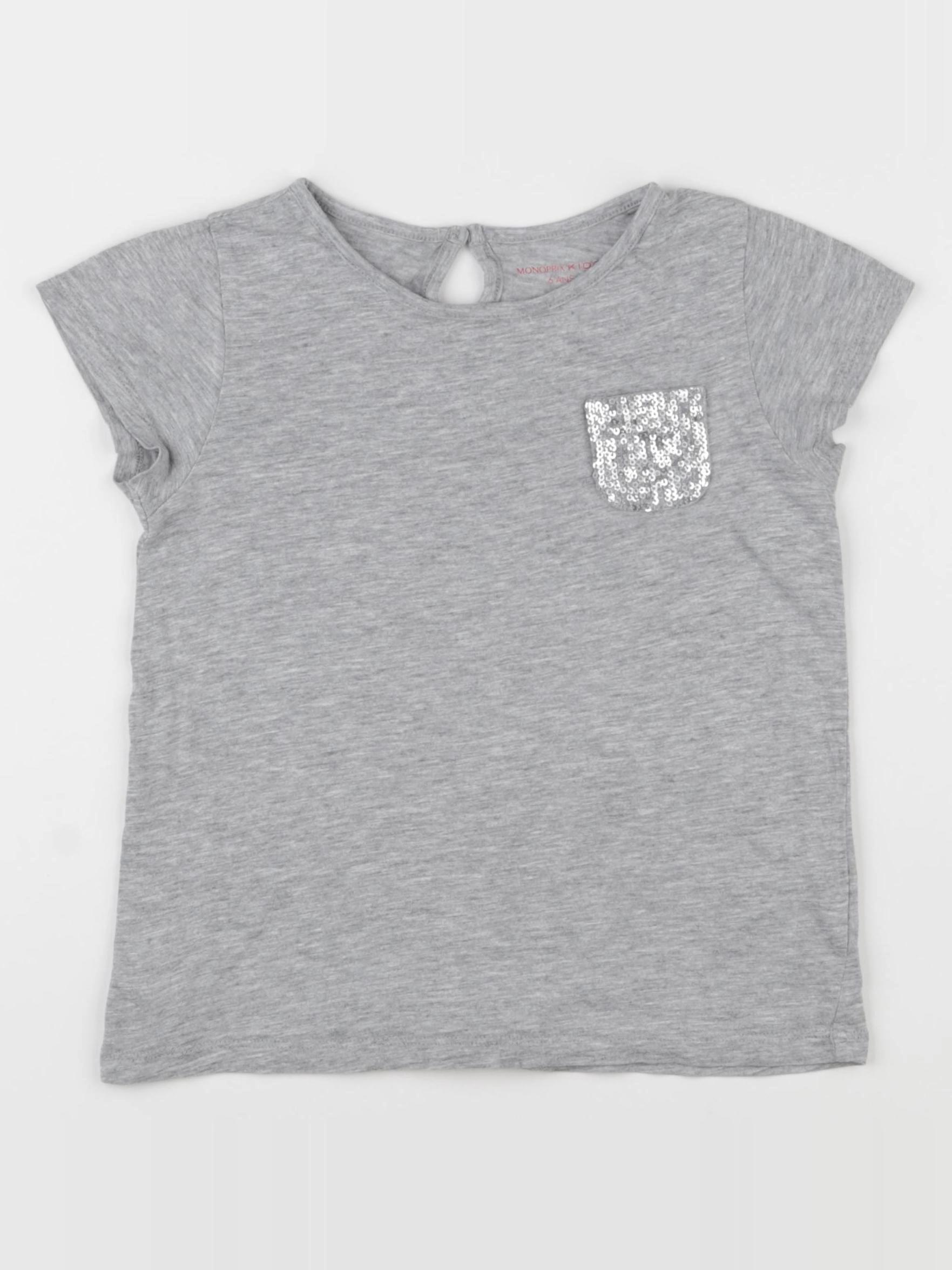 Monoprix - tee-shirt gris - 6 ans