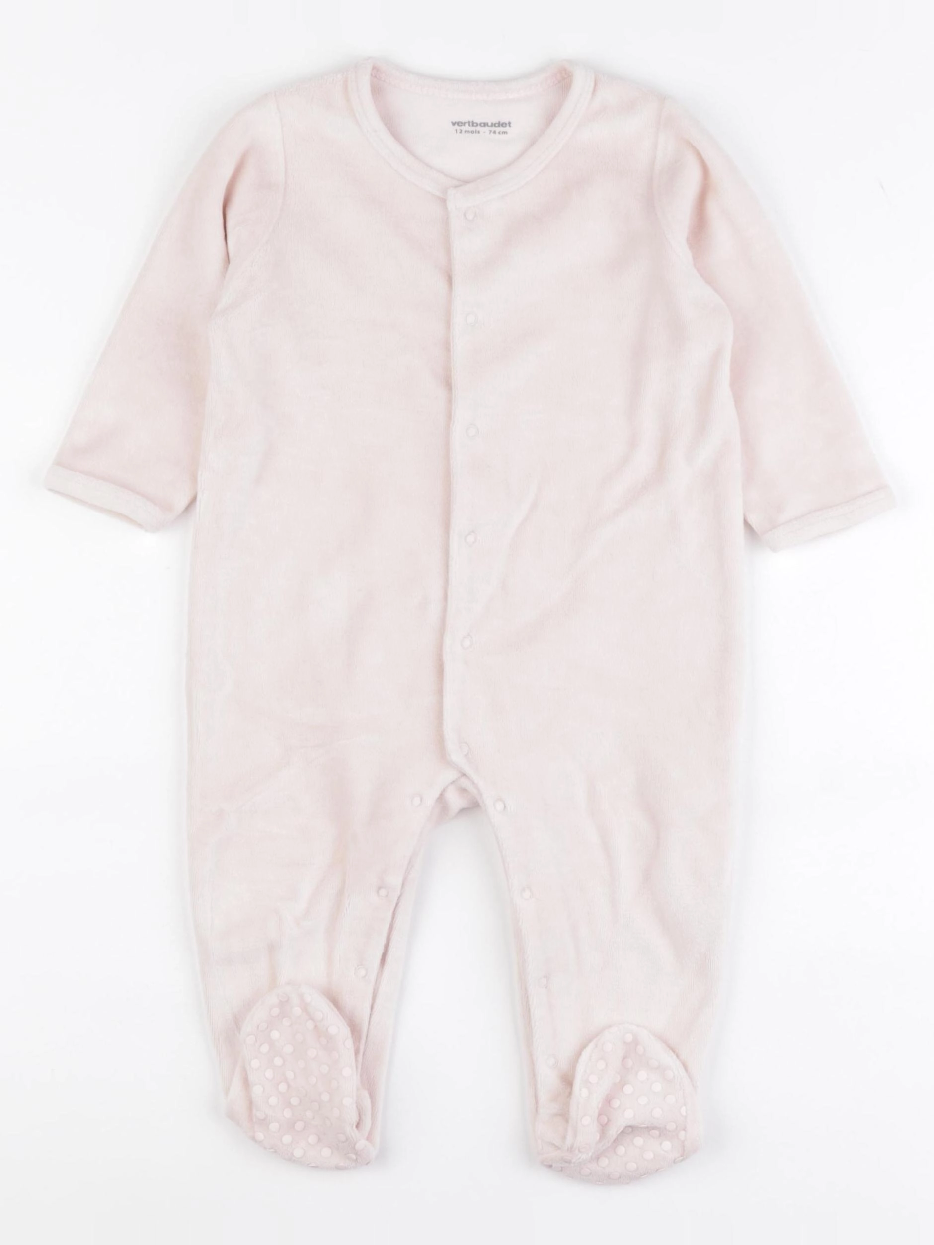 Vertbaudet - pyjama velours rose - 12 mois