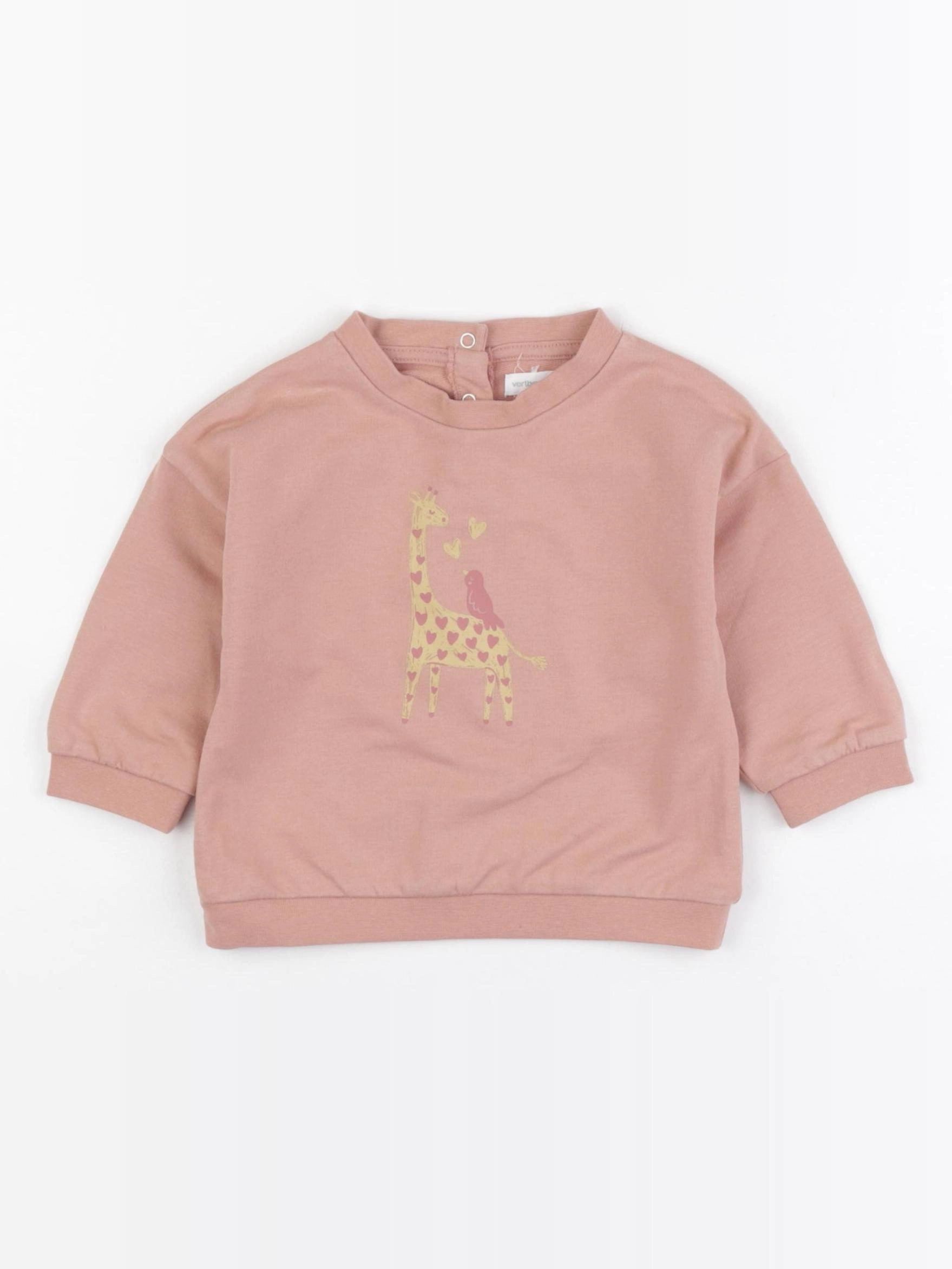 Vertbaudet - sweat rose - 9 mois