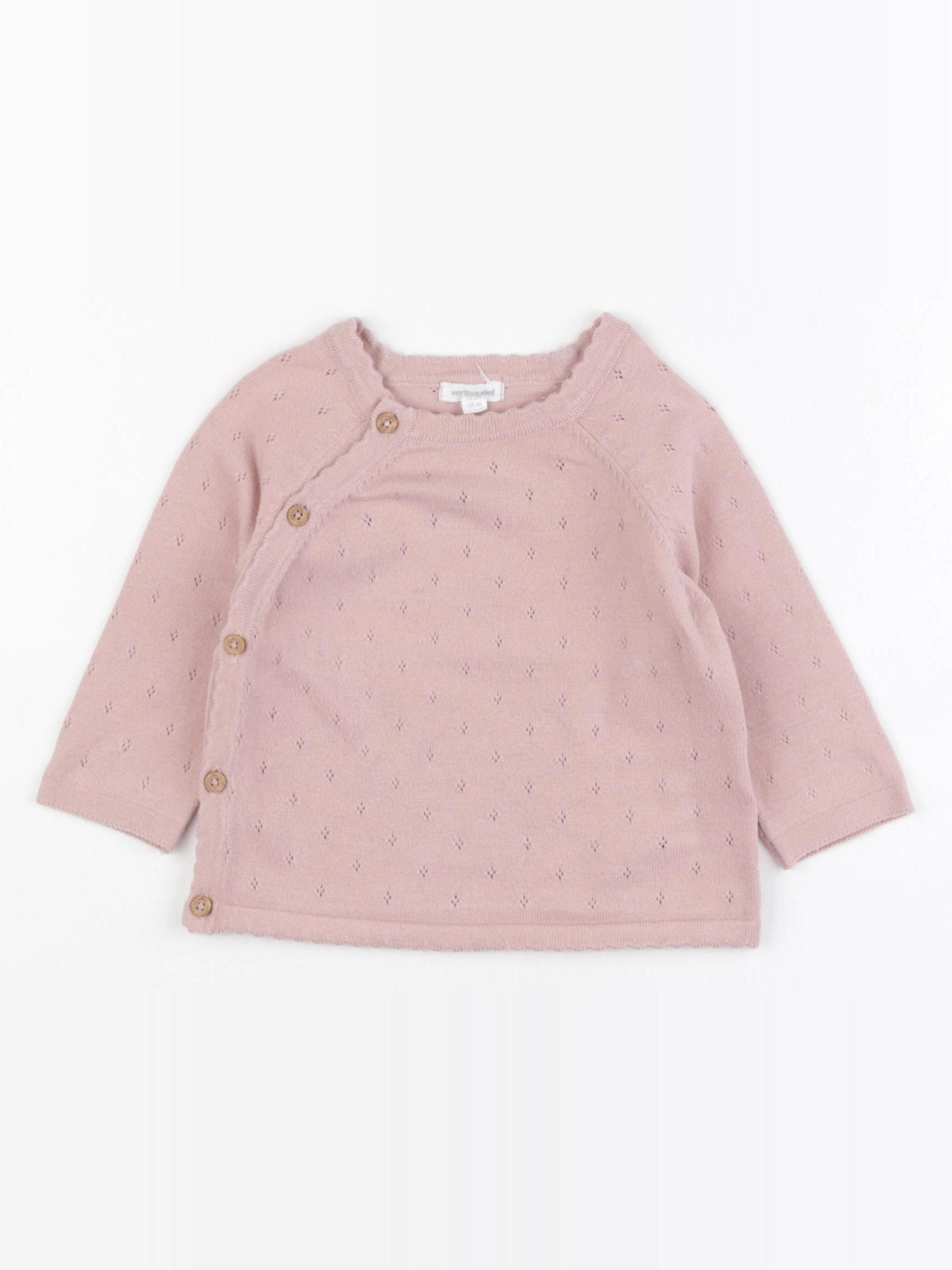 Vertbaudet - gilet rose - 12 mois