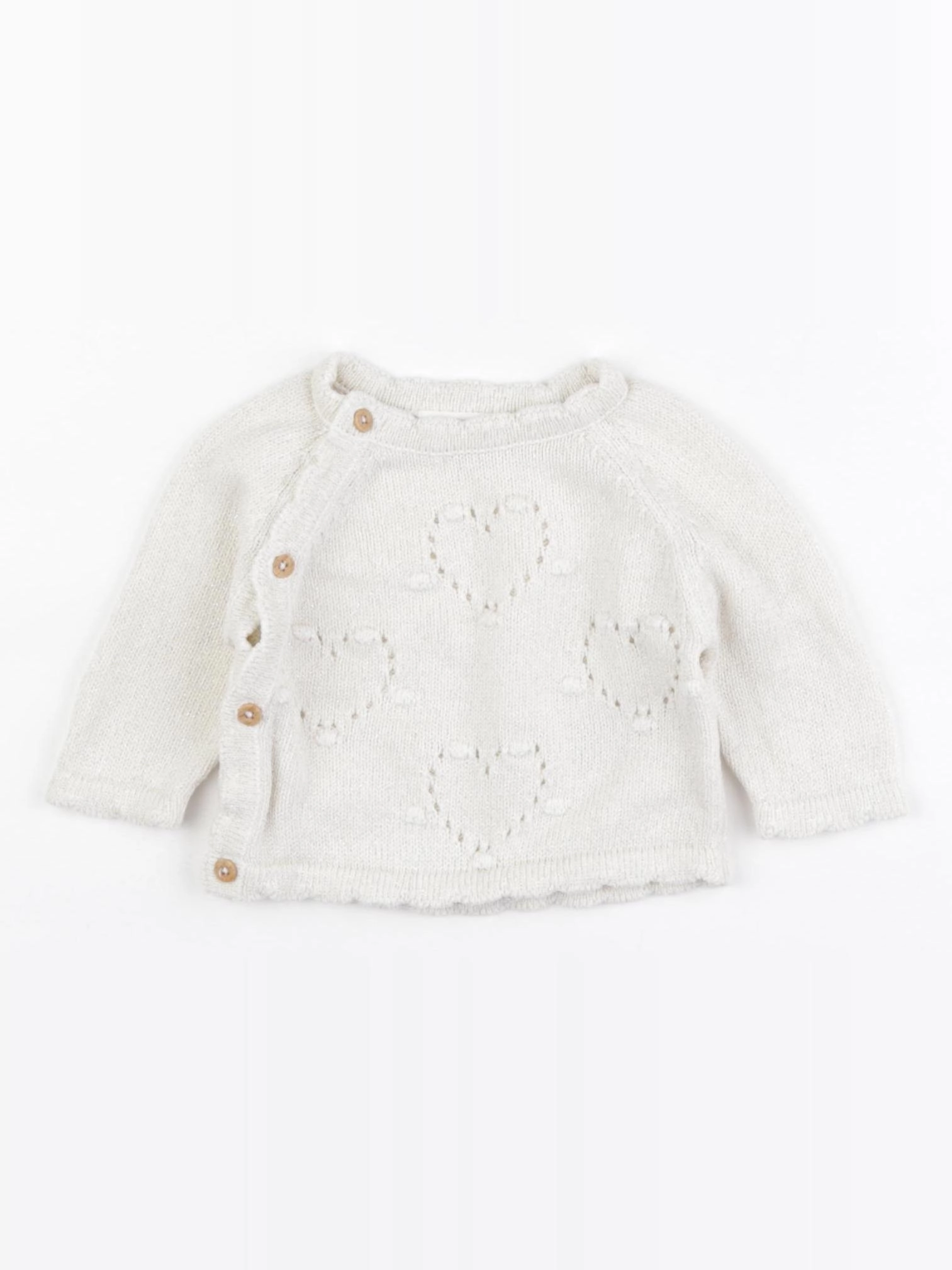 Vertbaudet - gilet beige, or - 1 mois