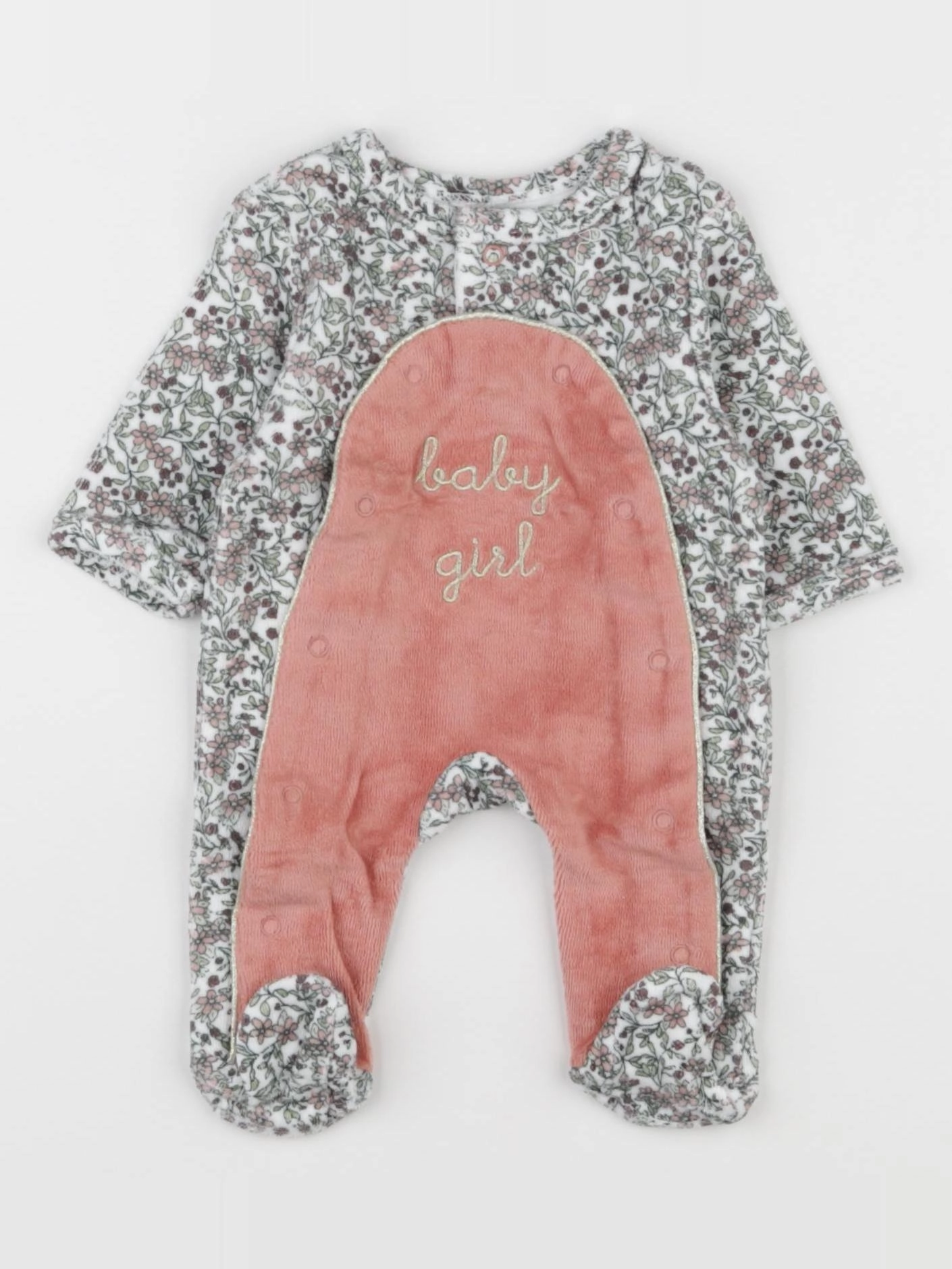 Vertbaudet - pyjama velours rose - 0 mois