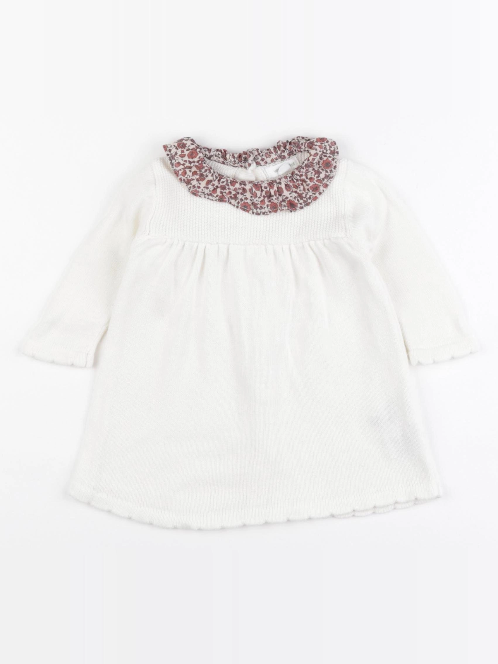 Vertbaudet - robe beige, rouge - 3 mois