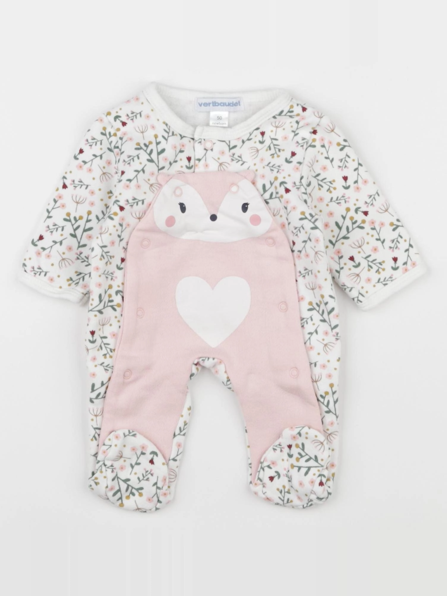 Vertbaudet - pyjama coton blanc - 0 mois