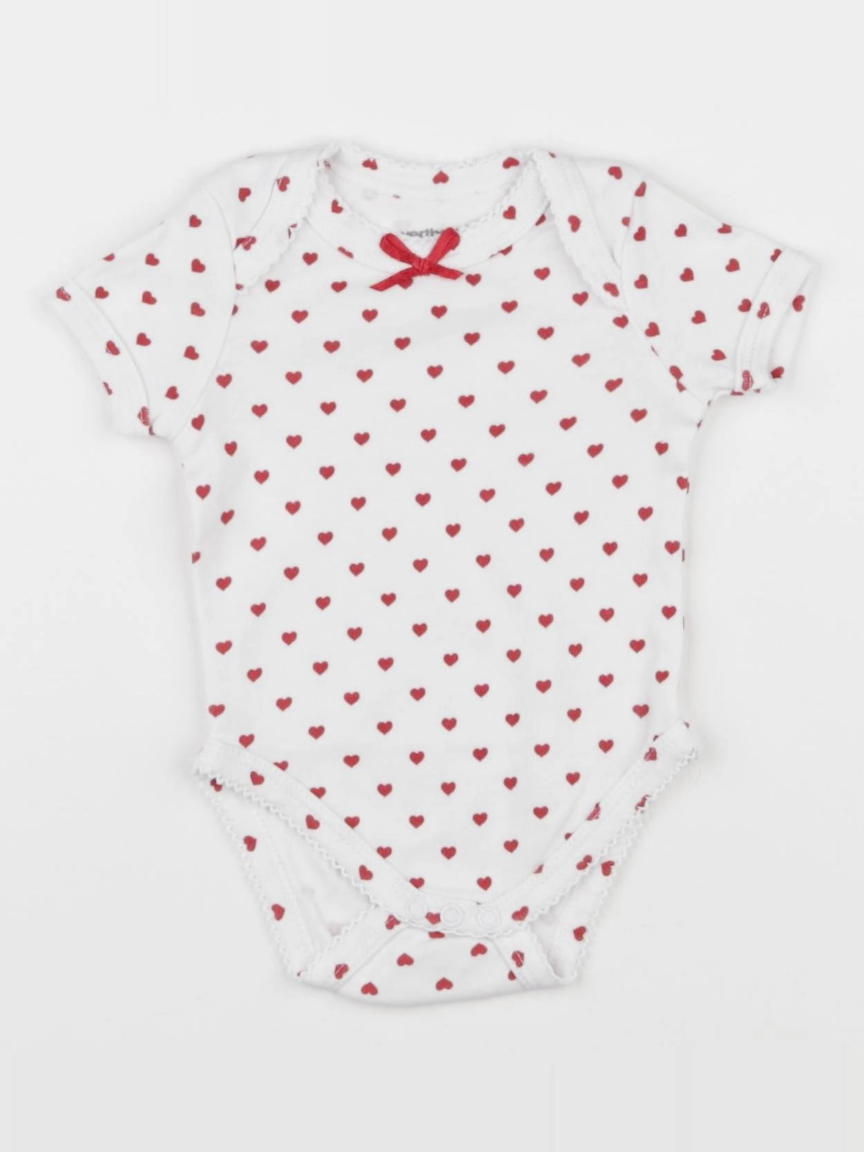 Vertbaudet - body blanc, rouge - 1 mois